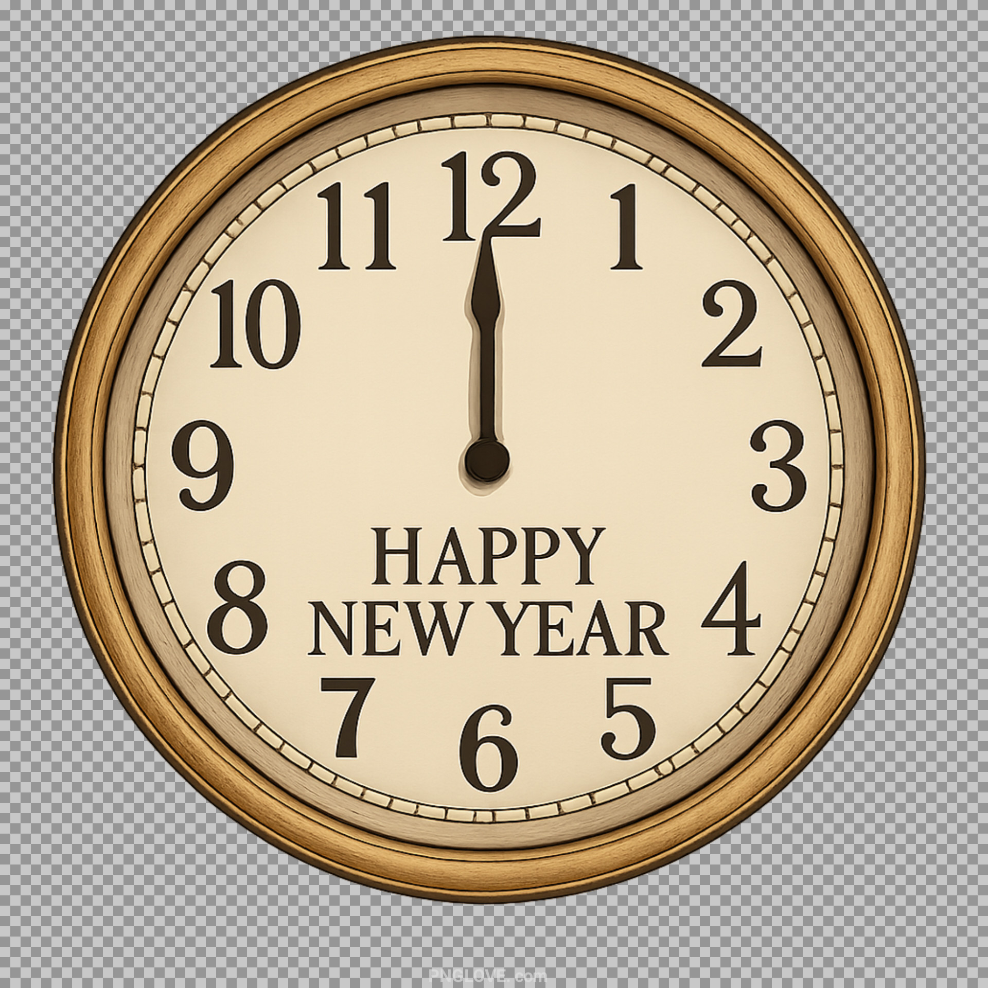 Happy New Year Clock PNG | Vintage Midnight Countdown