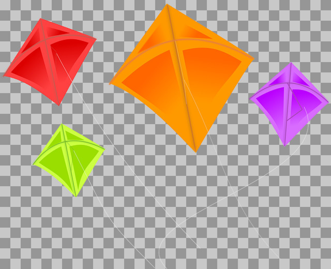 Colorful Flying Kites PNG | Group of Festival Kites Vector