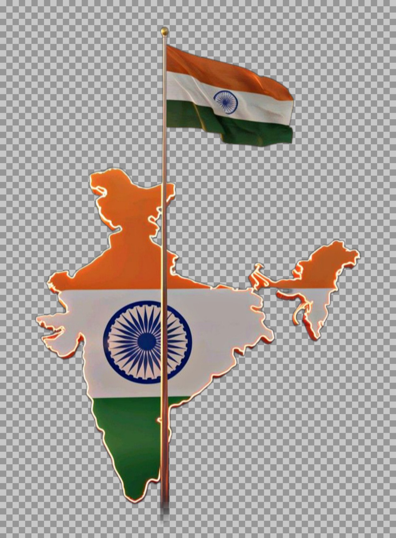 indian flag with india map PNG image download
