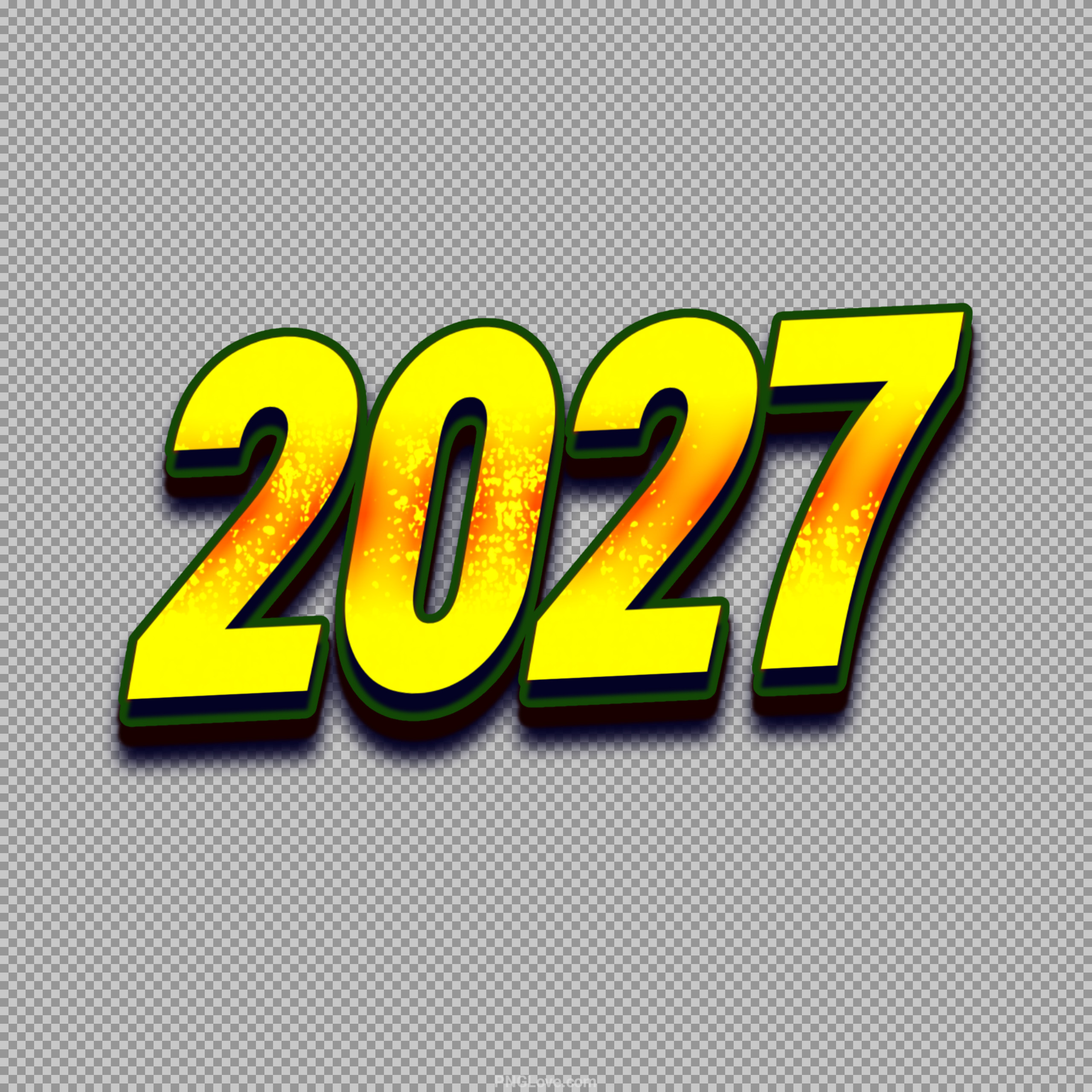 2027 PNG Text Effect | Yellow Gradient 3D Numbers...