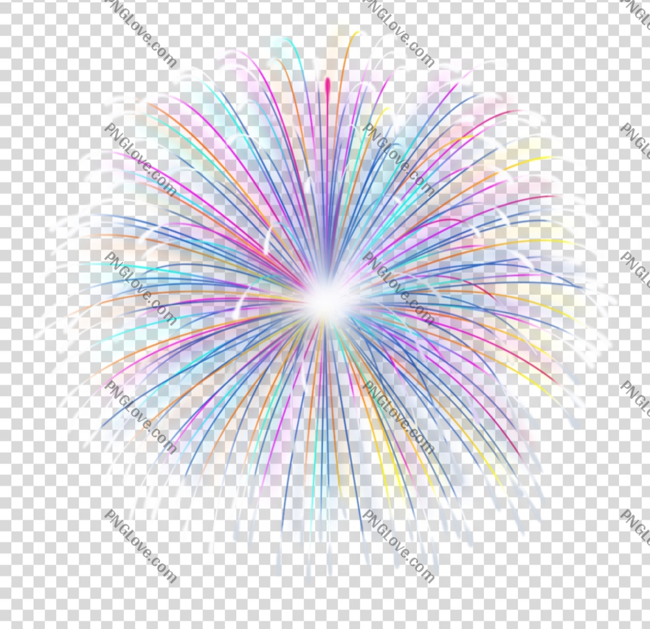 Vibrant Multicolor Fireworks Burst PNG | Transparent Background