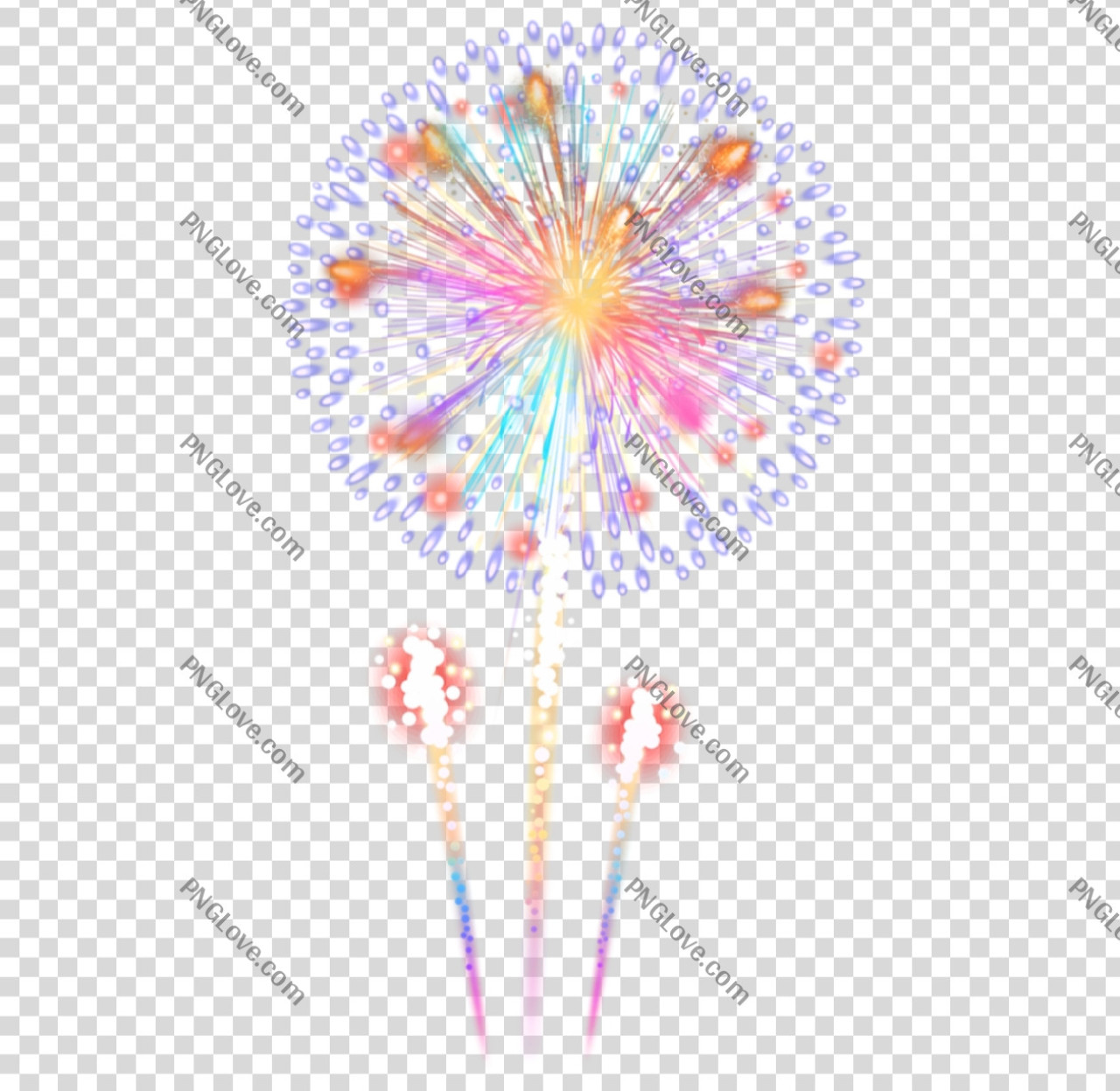 Iridescent Fireworks Burst PNG | Colorful & Transparent Background