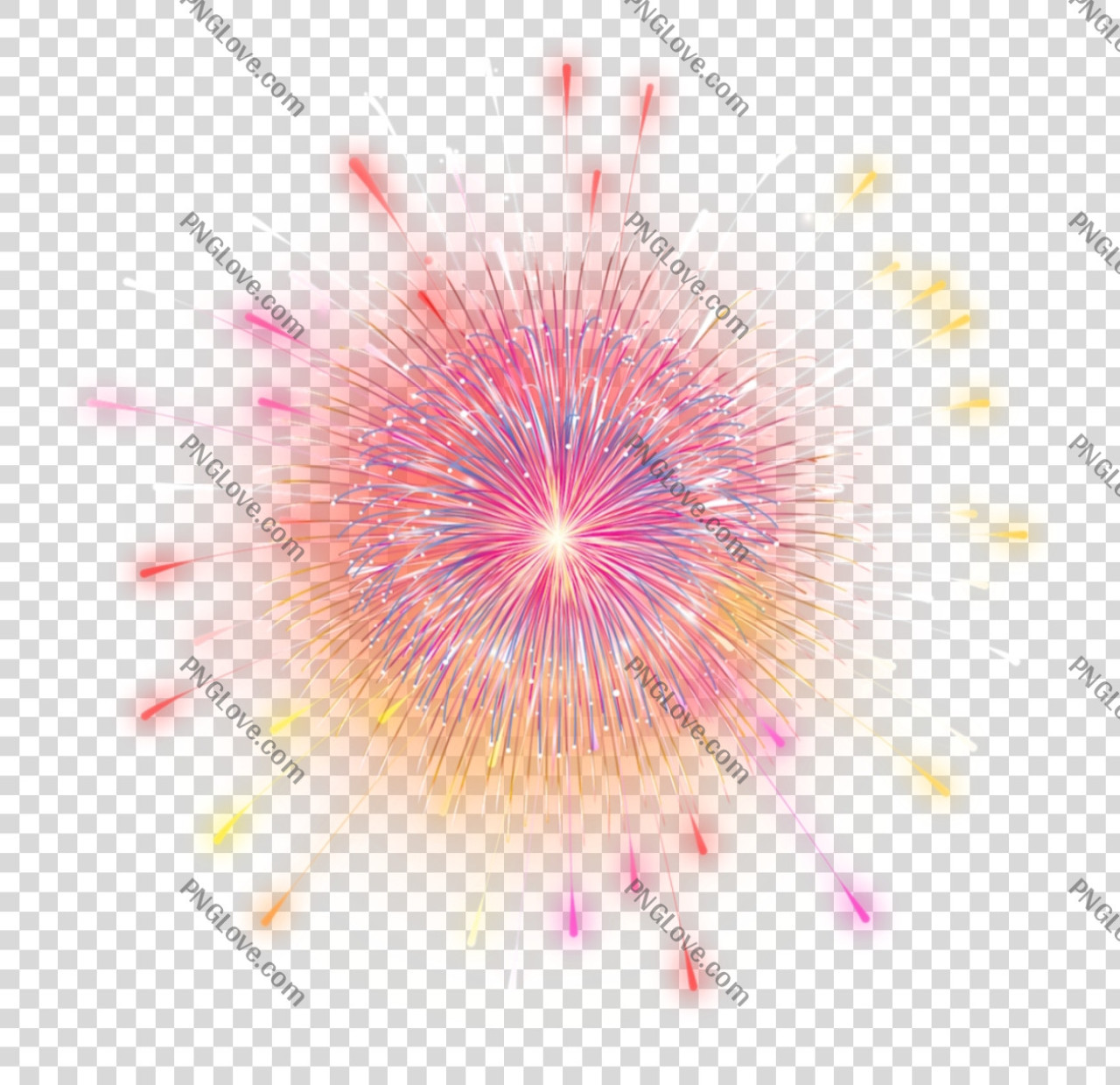Pink & Gold Firework PNG | Transparent Background Explosion