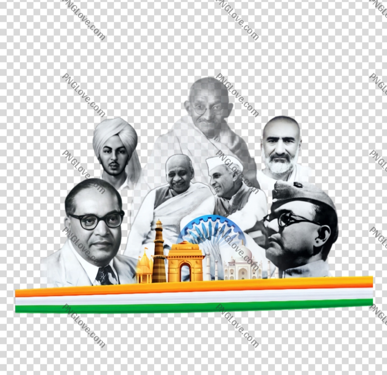 Indian Freedom Fighters Collage PNG | Republic & Independence Day Graphic...