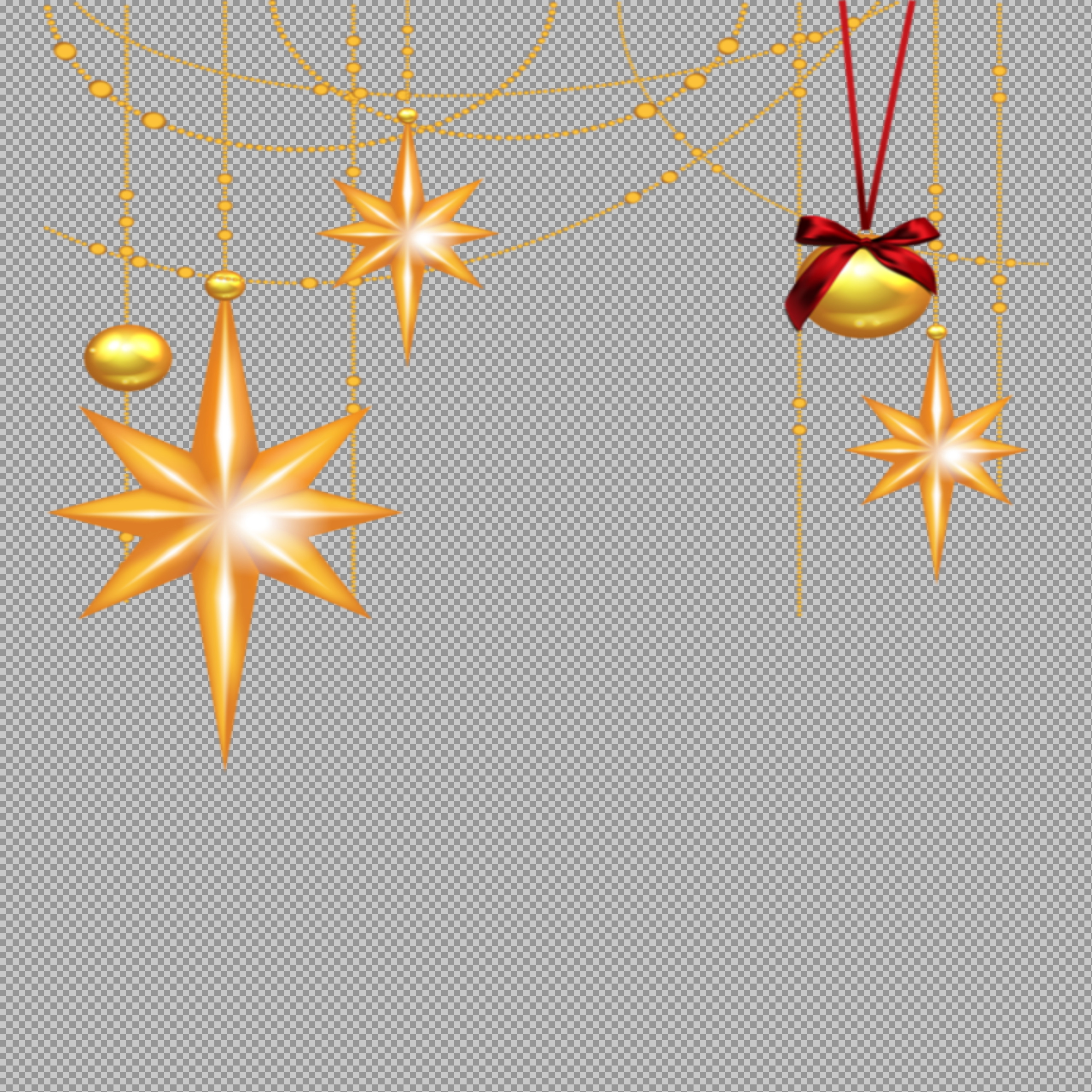 Golden Christmas Ornaments PNG | Free Transparent Holiday Decoration