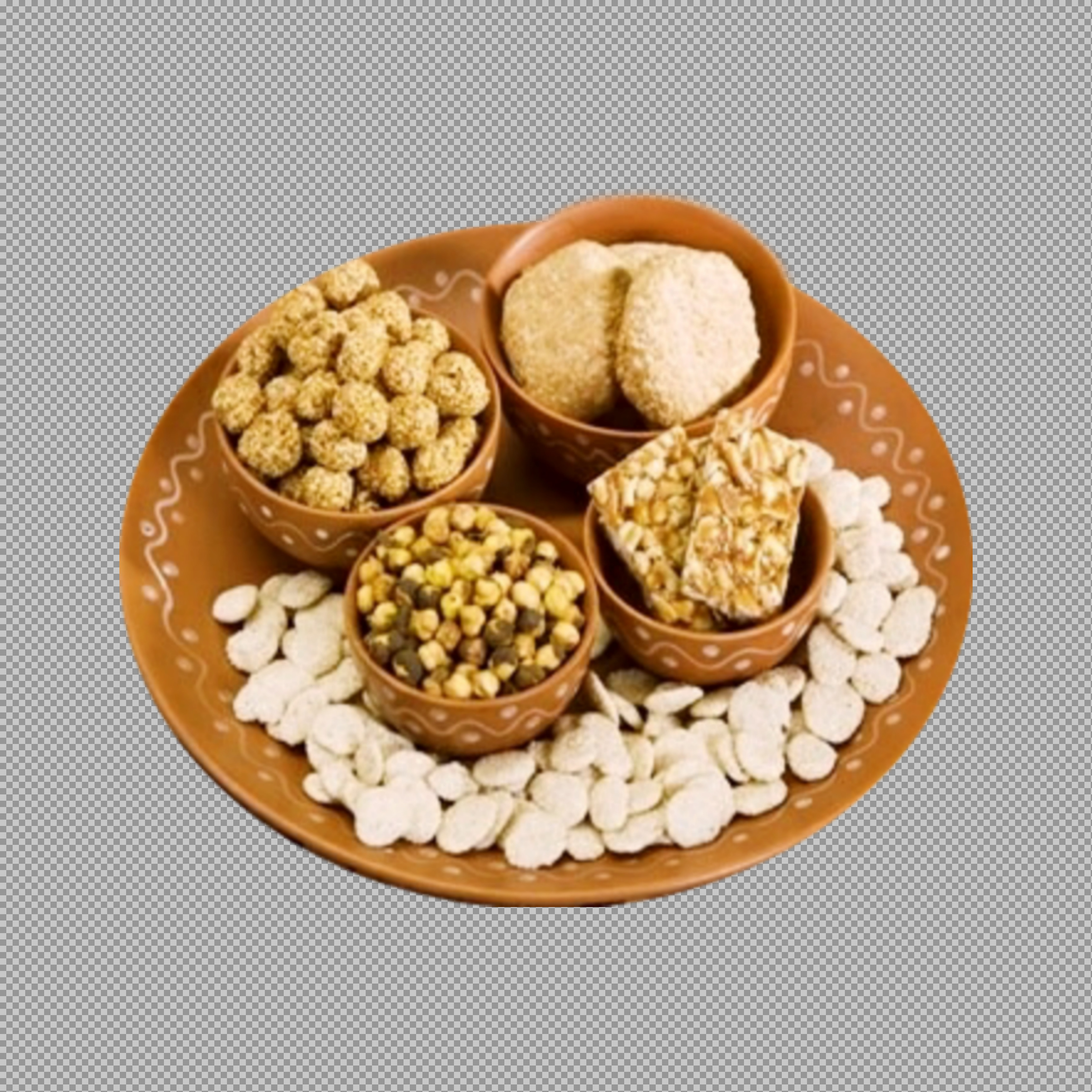 Traditional Lohri & Sankranti Sweets Platter PNG | Festive Indian Snacks...