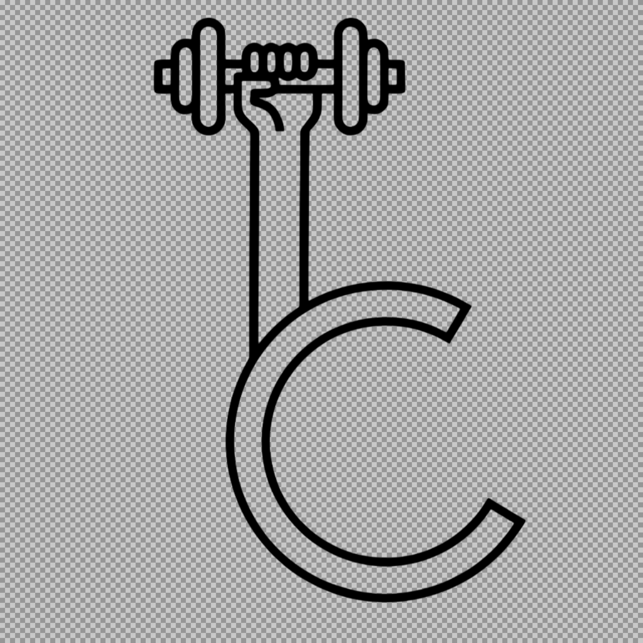 Letter C Fitness Logo | Dumbbell & Strength Typography Icon PNG...