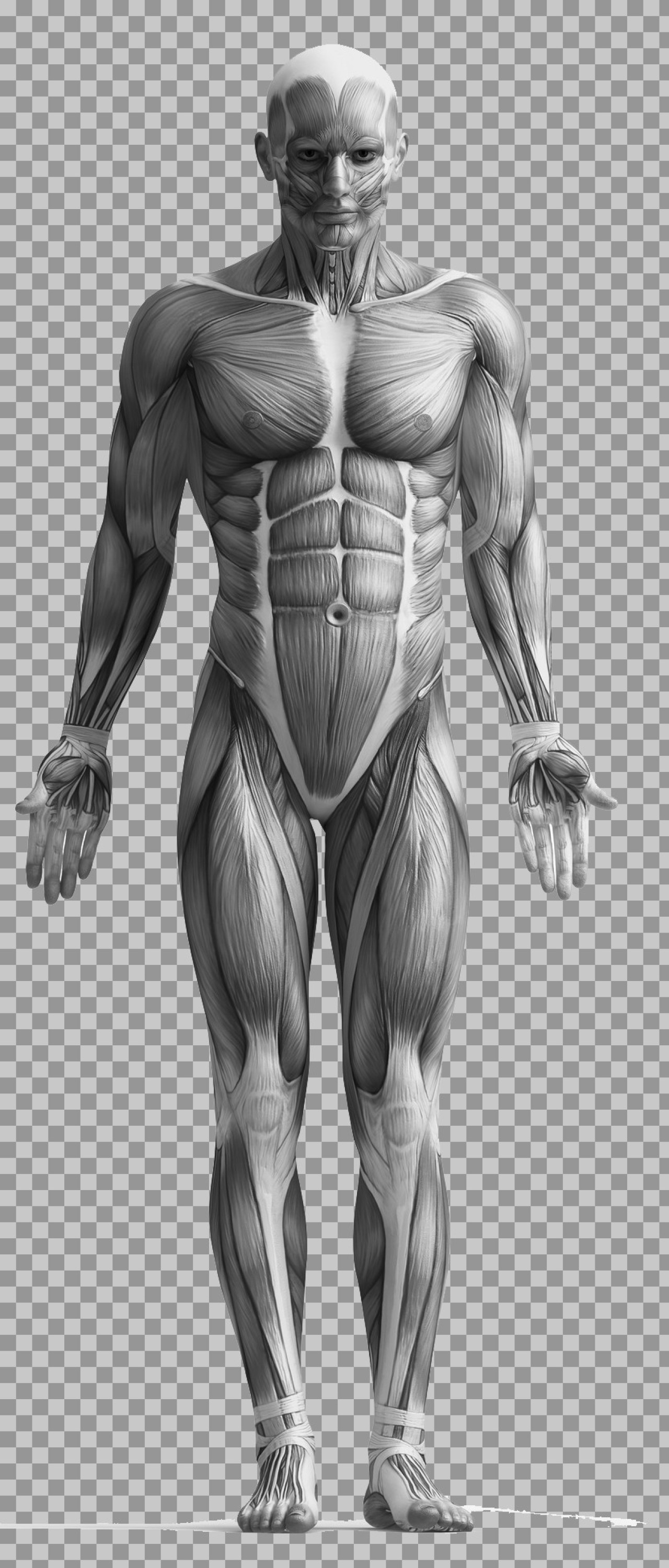 Human Muscular System PNG | Front View Anatomy Illustration