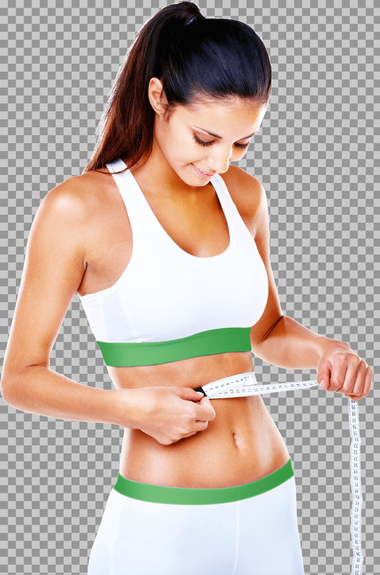 Woman Measuring Waist PNG | Weight Loss & Diet Success Cutout