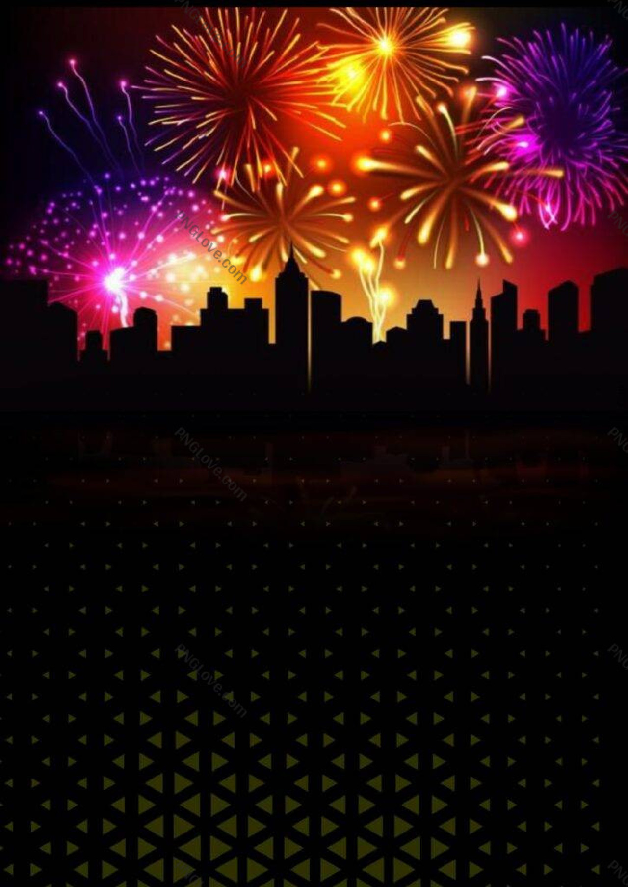City Skyline Fireworks Background | Vertical Celebration Poster Image