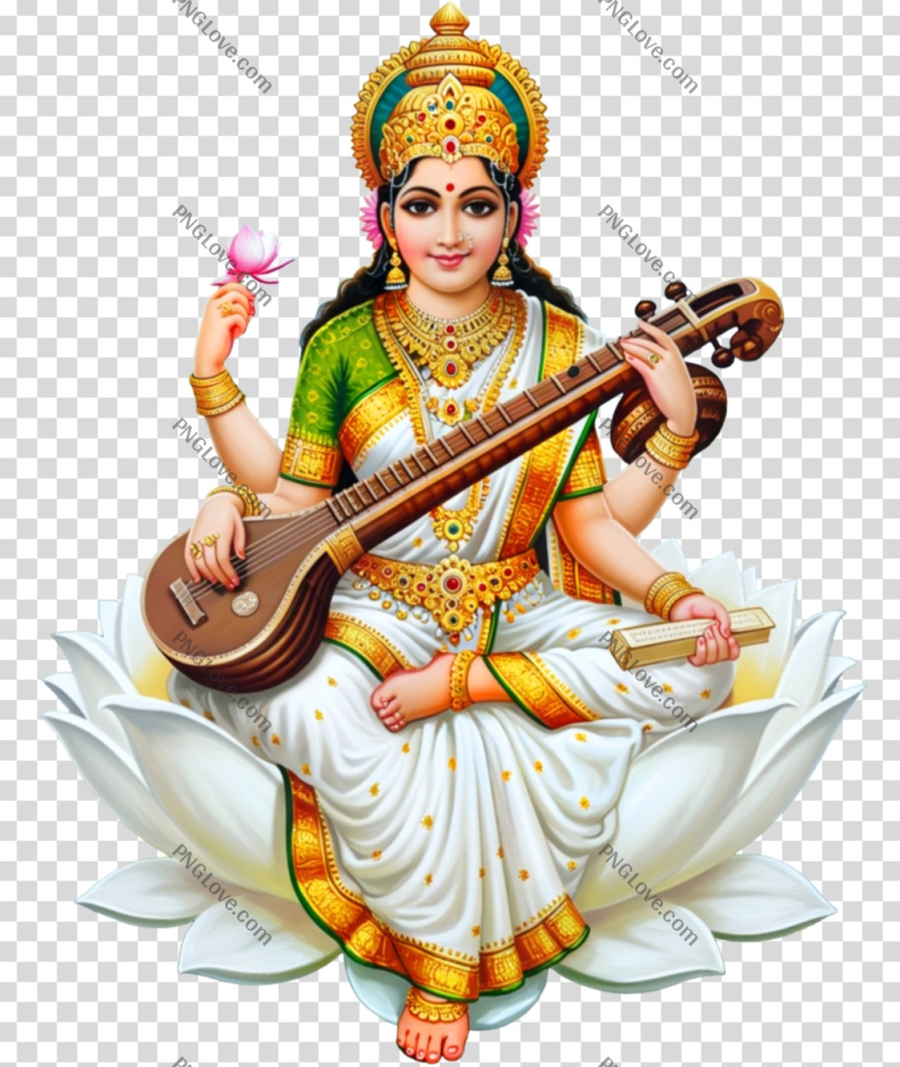 Goddess Saraswati PNG Image | Transparent Background Download...