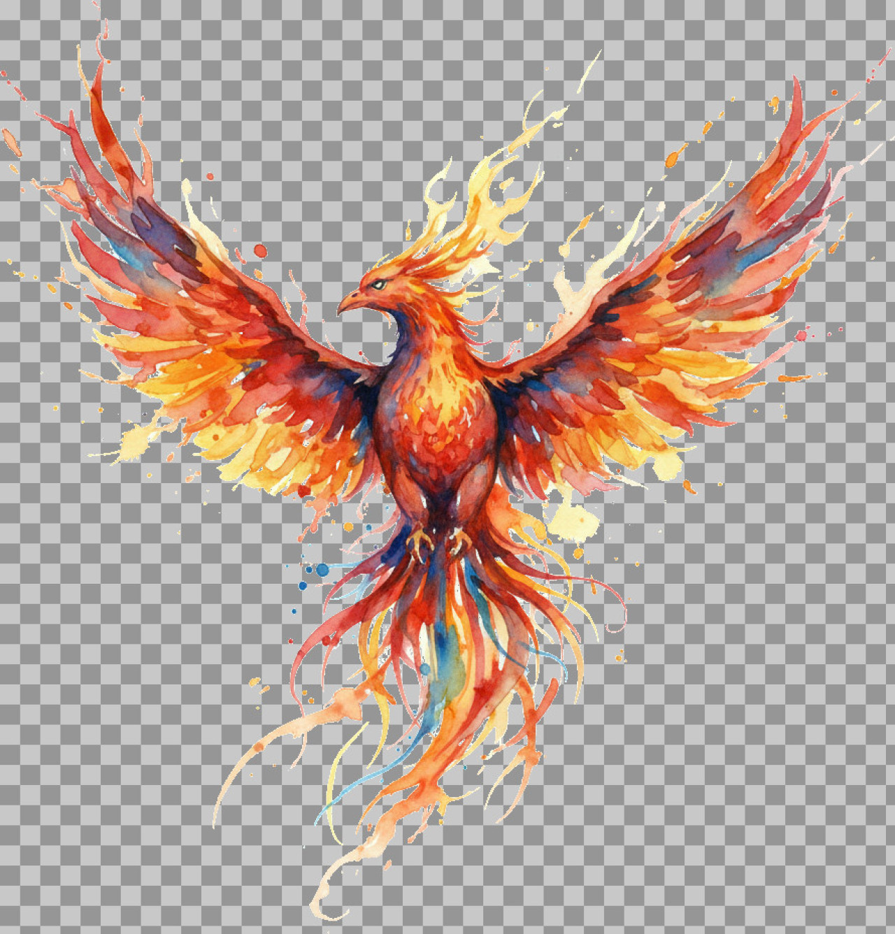 Vibrant Watercolor Phoenix Art | Rebirth & Fire Symbol PNG...