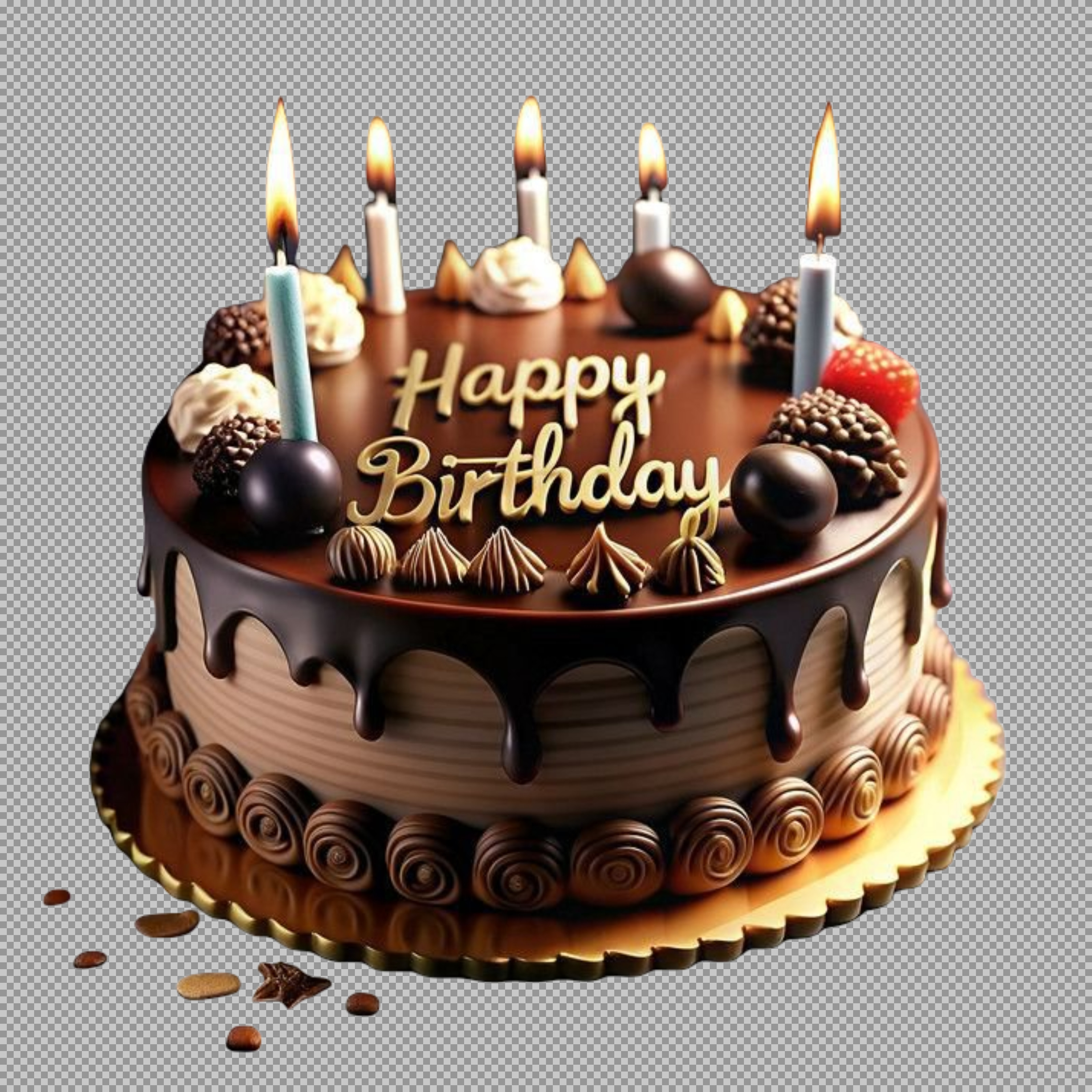 Chocolate Birthday Cake PNG | Festive Celebration Clipart