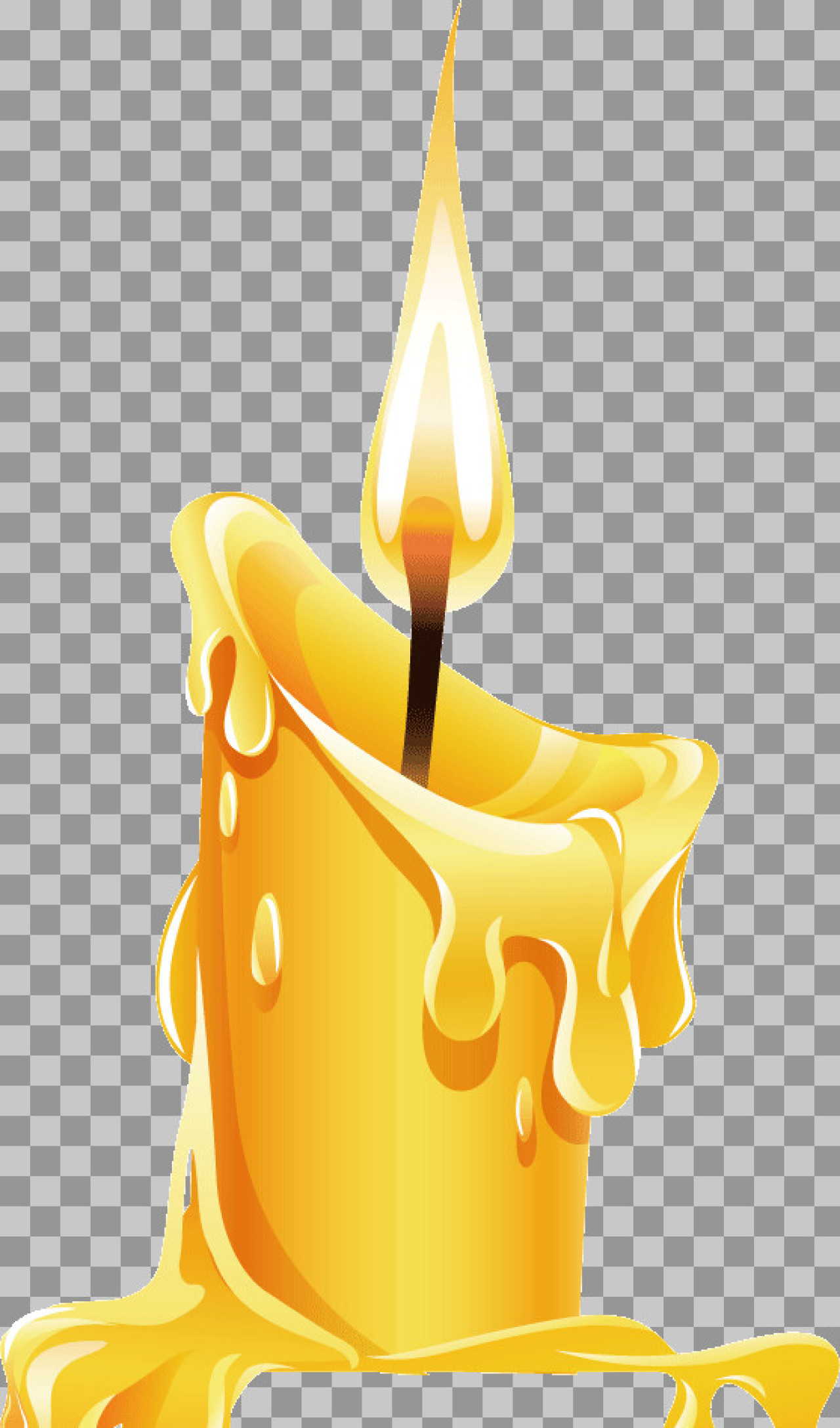 Golden Melting Candle PNG | Stylized Illustration...
