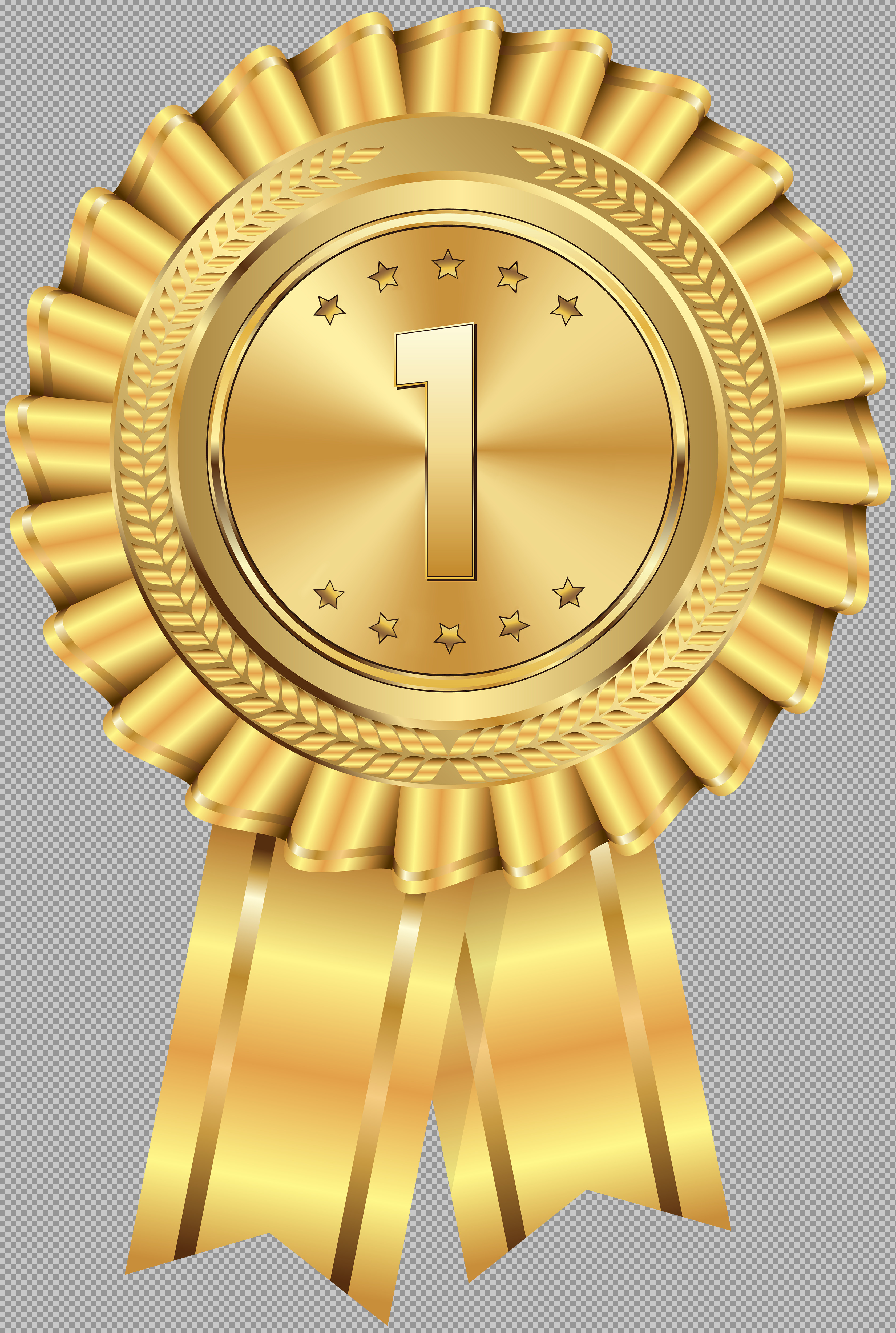 Gold First Place Award Ribbon PNG | #1 Winner Medal Icon