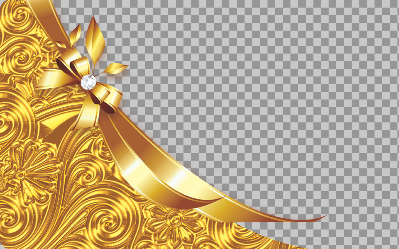 Ornate Gold Corner Frame PNG | Elegant Diamond Bow Clipart...