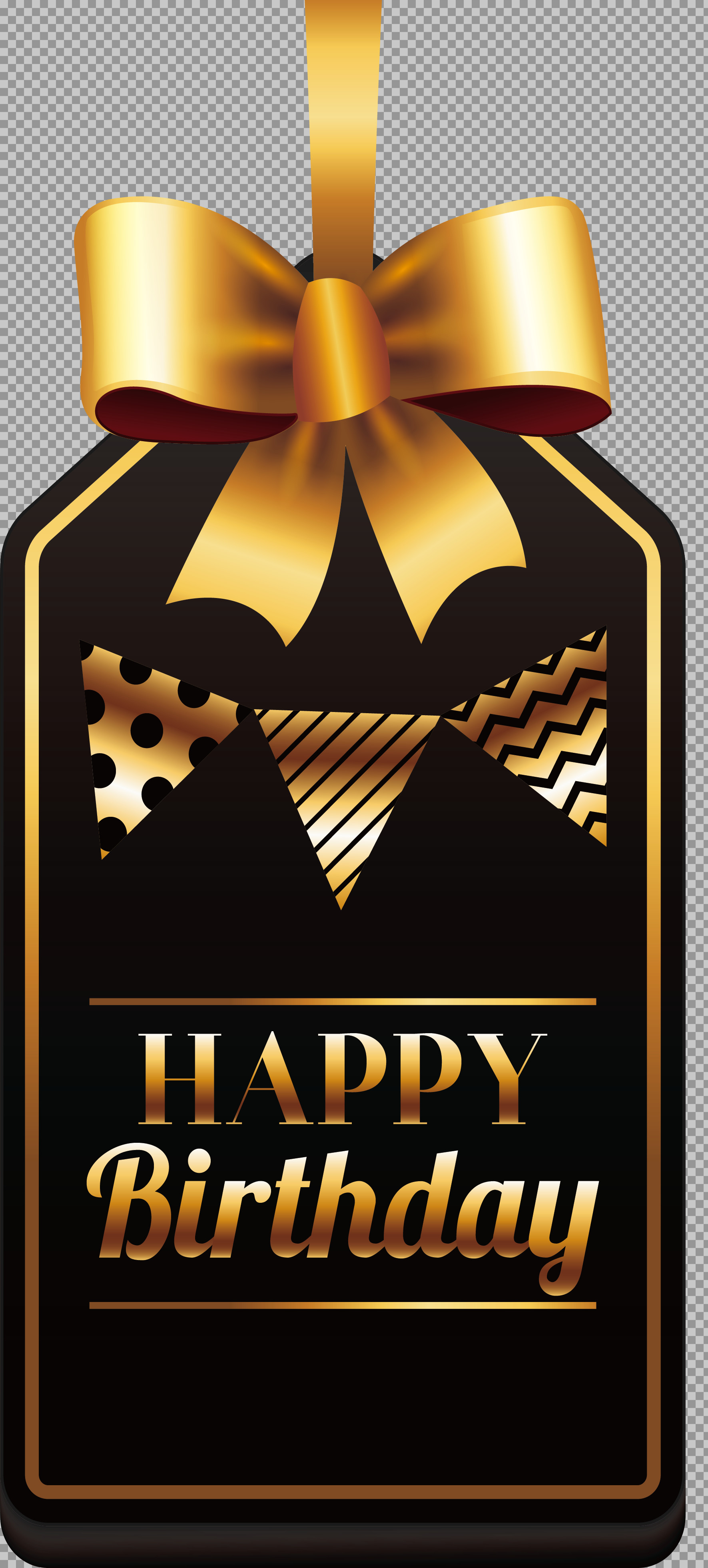 Elegant Happy Birthday Tag PNG | Black & Gold Gift Clipart...