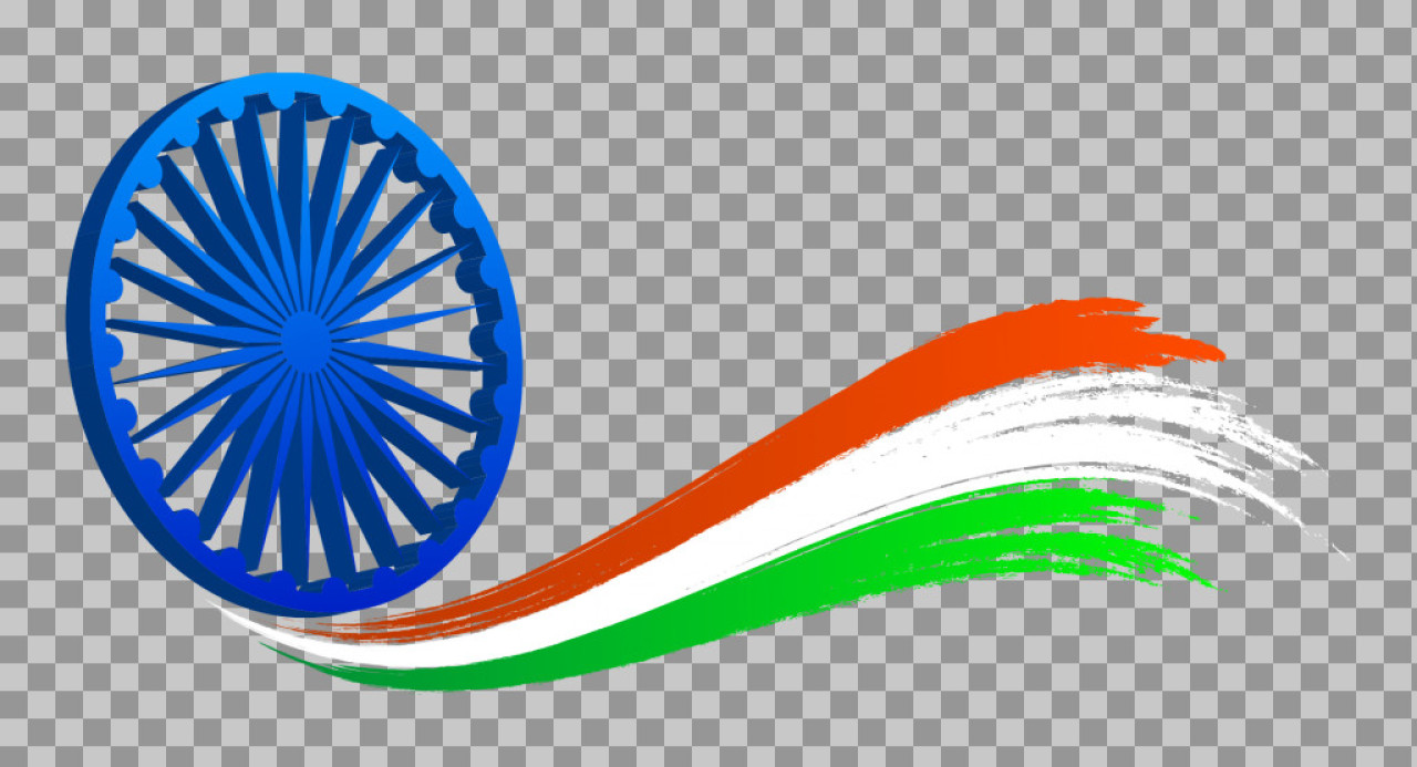 Indian Flag Brush Stroke PNG with Ashoka Chakra | Patriotic Design
