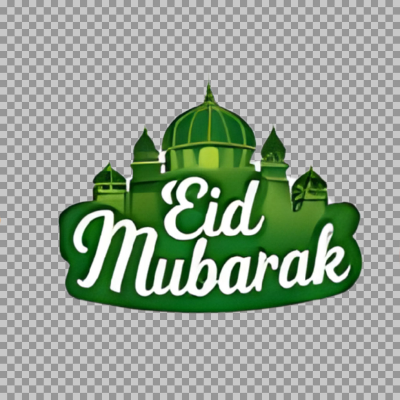 Eid Mubarak Green Mosque PNG | 3D Islamic Greeting Clipart...