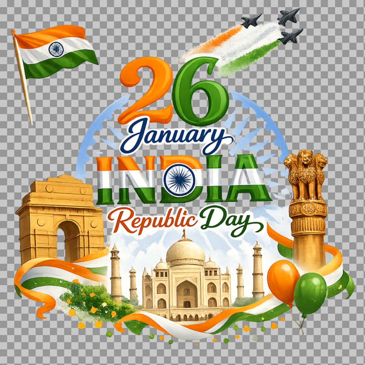 India Republic Day Collage PNG | 26 January Graphic Download