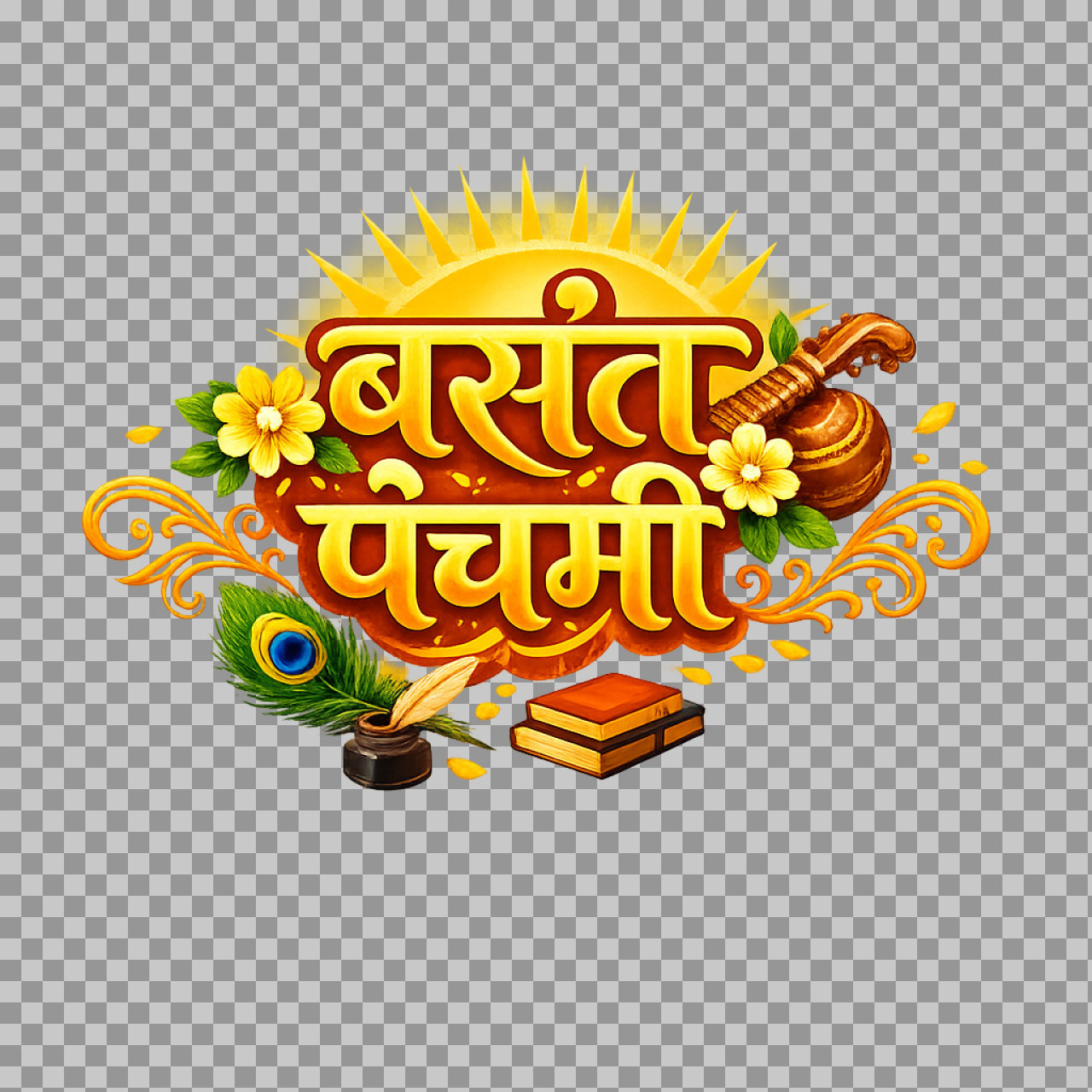 Happy Basant Panchami Hindi Image | Saraswati Puja Greeting...