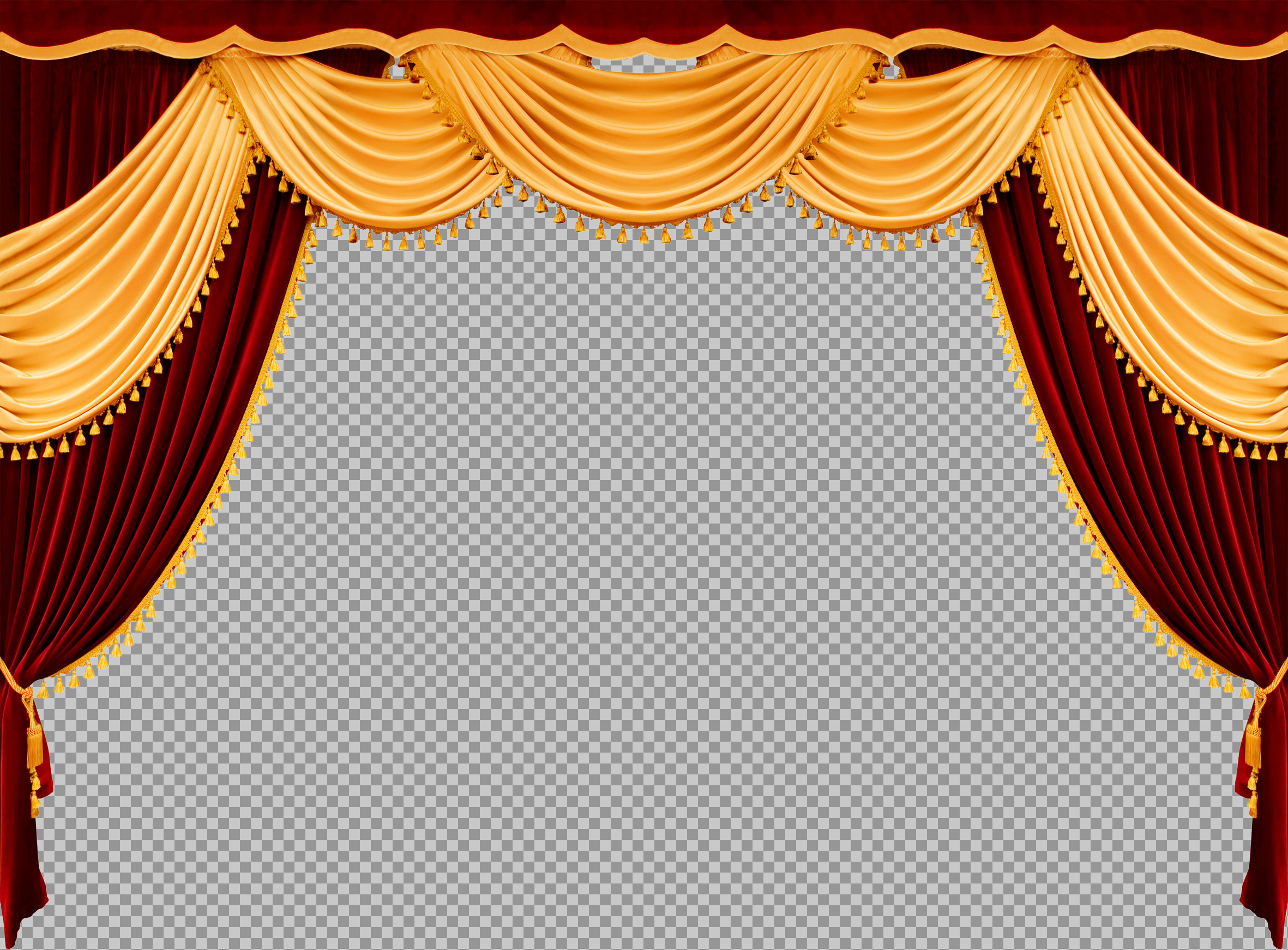 Red and Gold Theater Curtains PNG | Transparent Frame