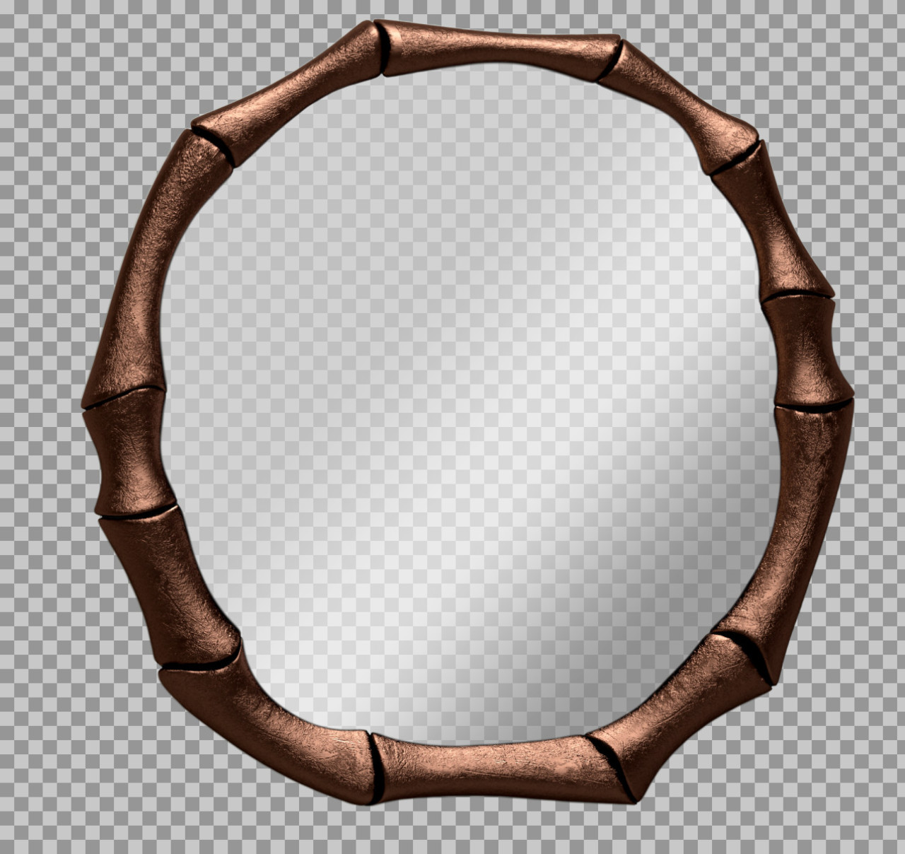 Bronze Faux Bamboo Oval Mirror PNG | Unique Design...