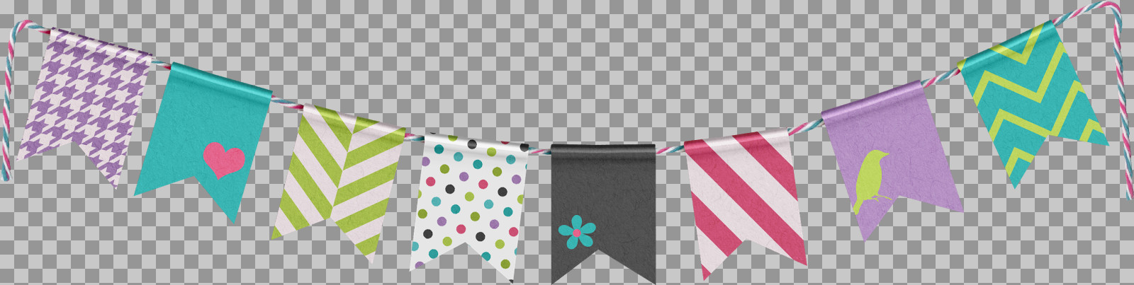 Patterned Bunting PNG | Free Scrapbook Party Banner Clipart