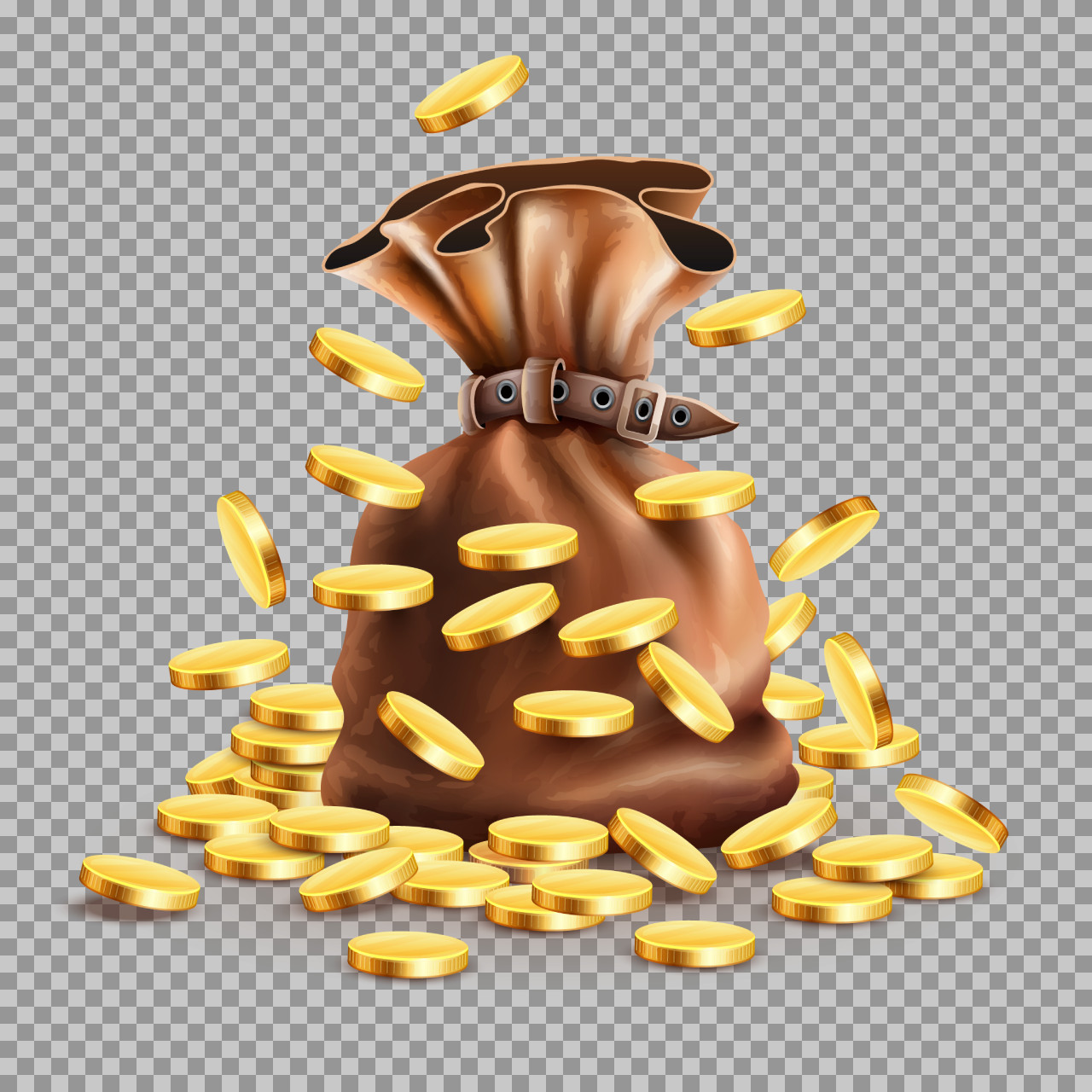 Money Bag with Gold Coins PNG | Free Treasure Illustration...