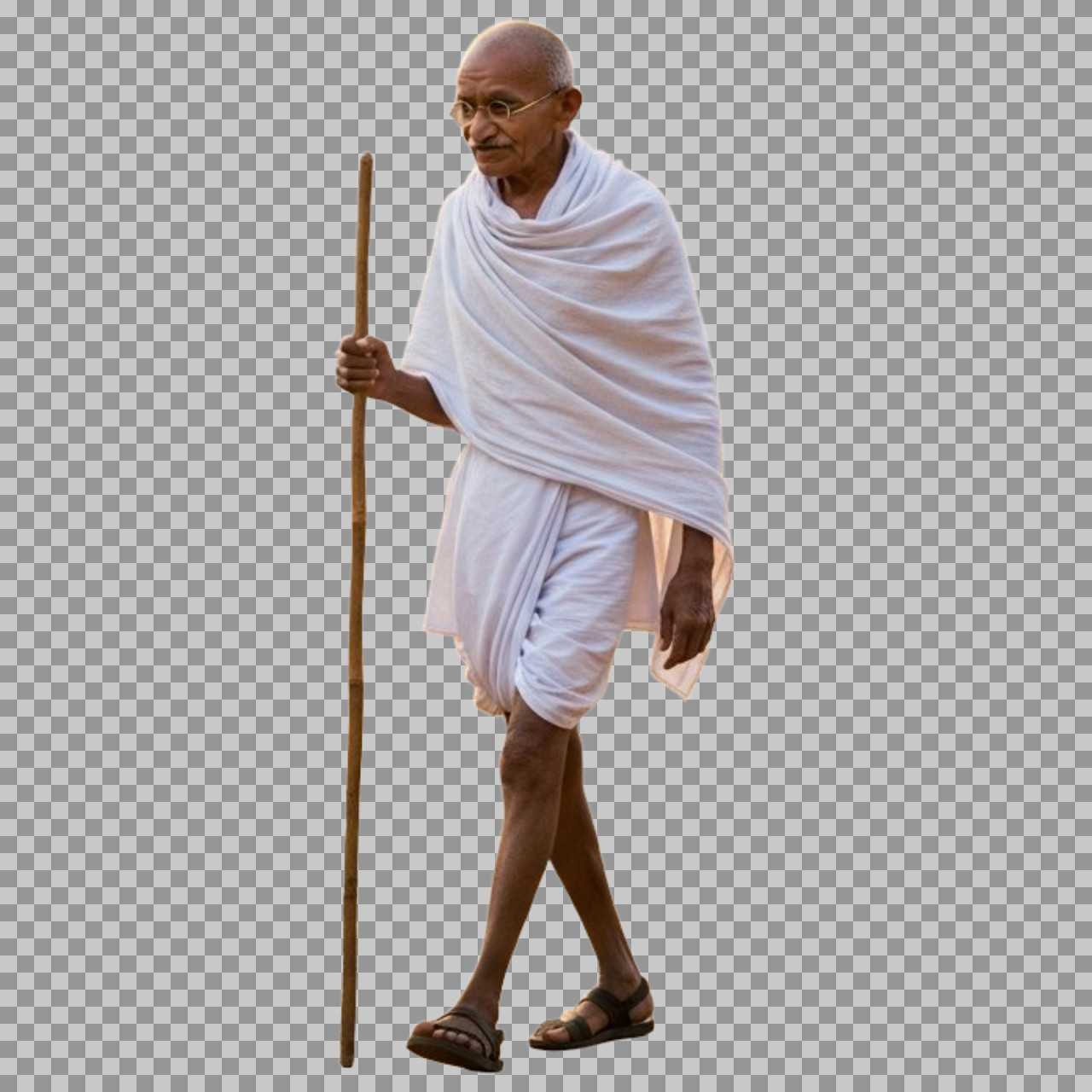 Mahatma Gandhi Walking Transparent PNG | High-Resolution Free Download
