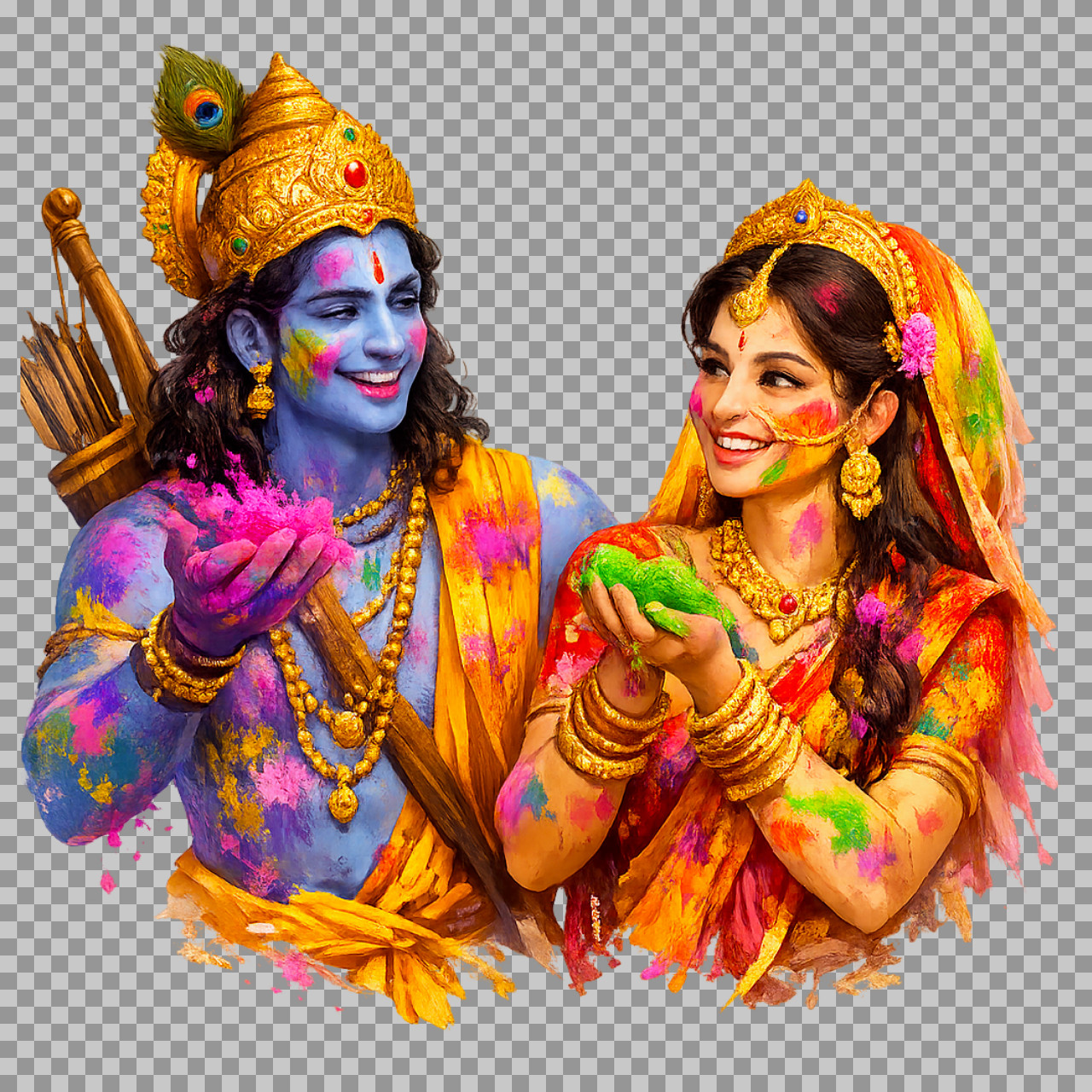 Ram Sita Holi PNG | High-Quality Divine Festival Image