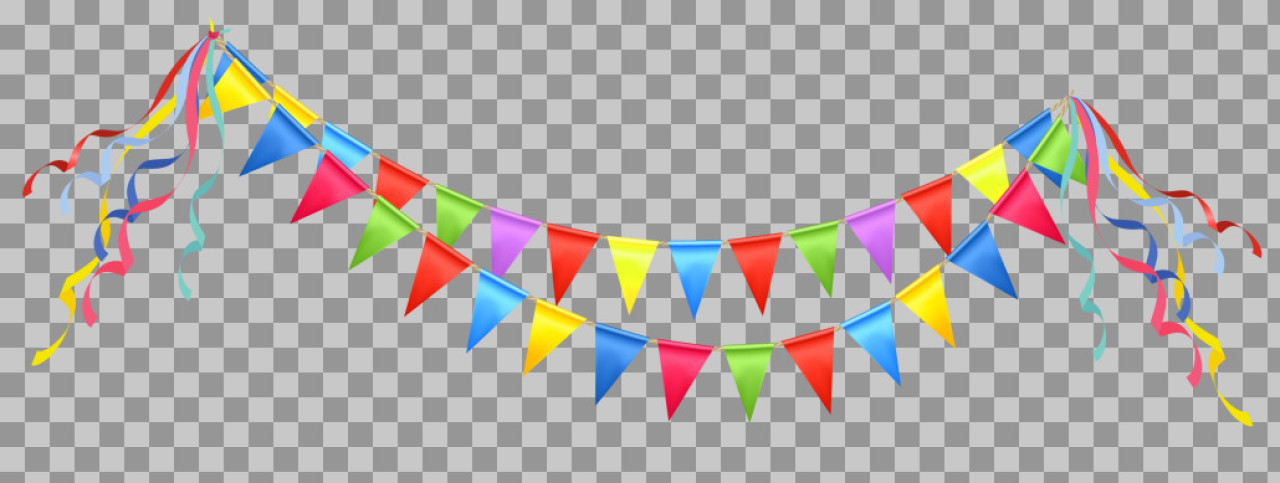 Colorful Party Banner PNG | Festive Decoration with Ribbons