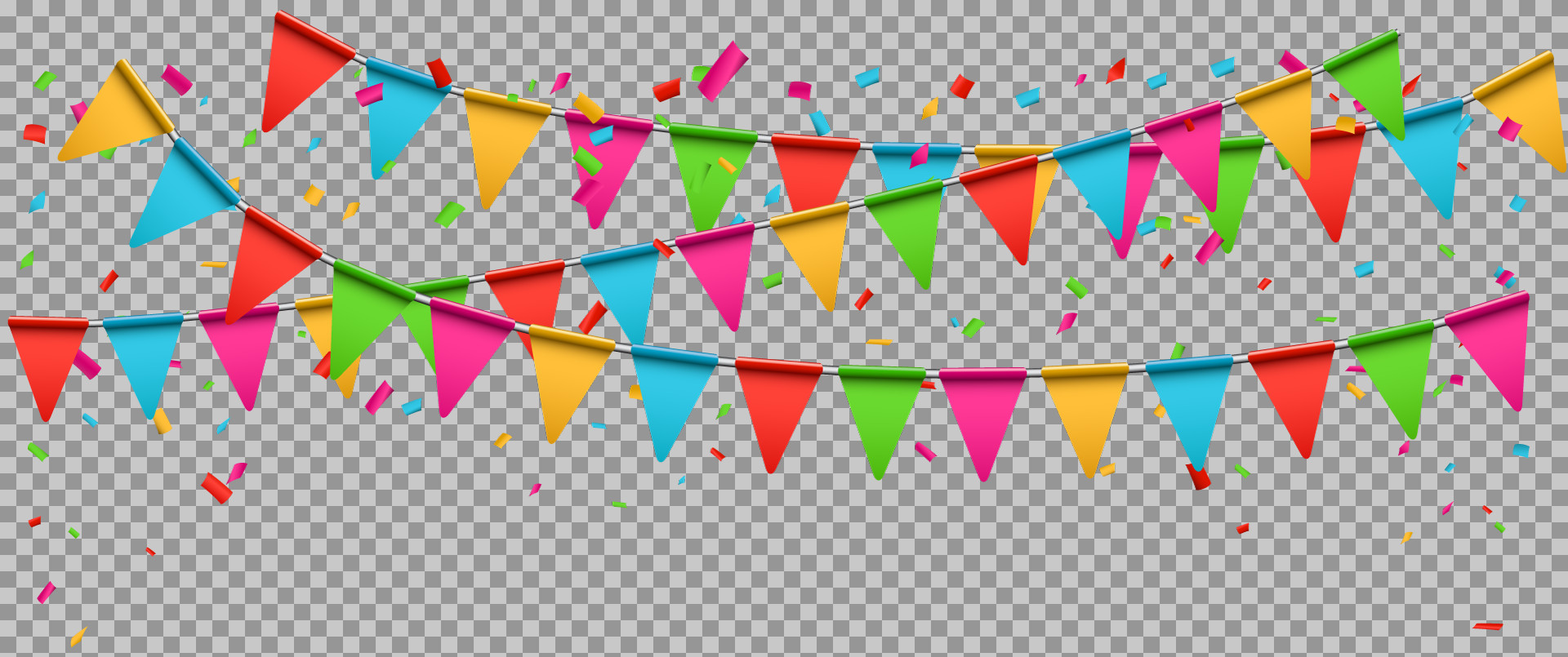 Party Bunting with Confetti PNG | Festive Decoration