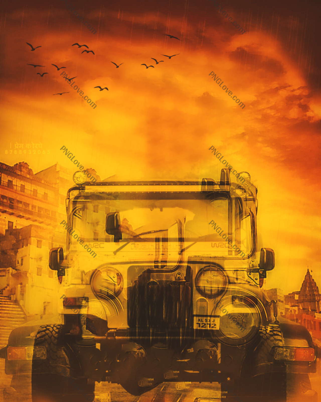 Free HD Jeep & Varanasi Double Exposure Editing Background