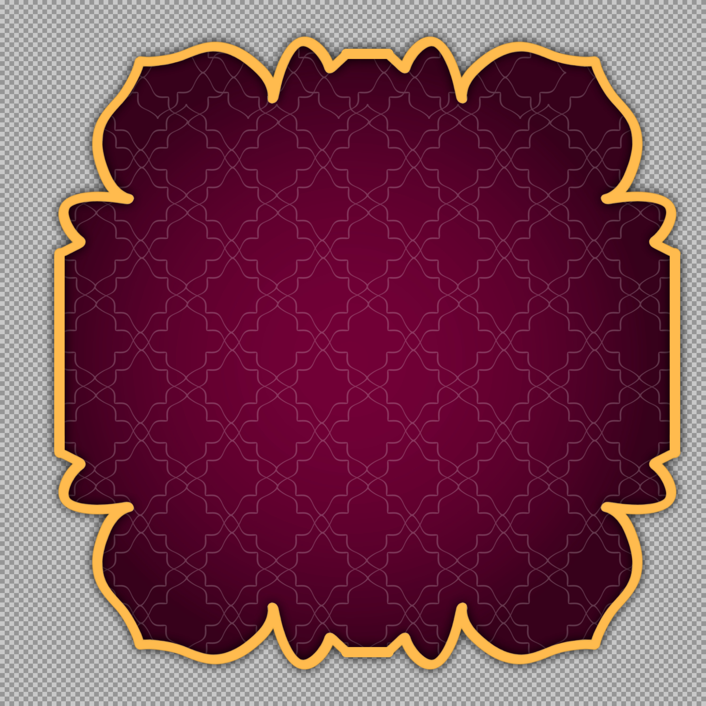 Ornate Islamic Frame PNG | Maroon and Gold Arabesque Design...