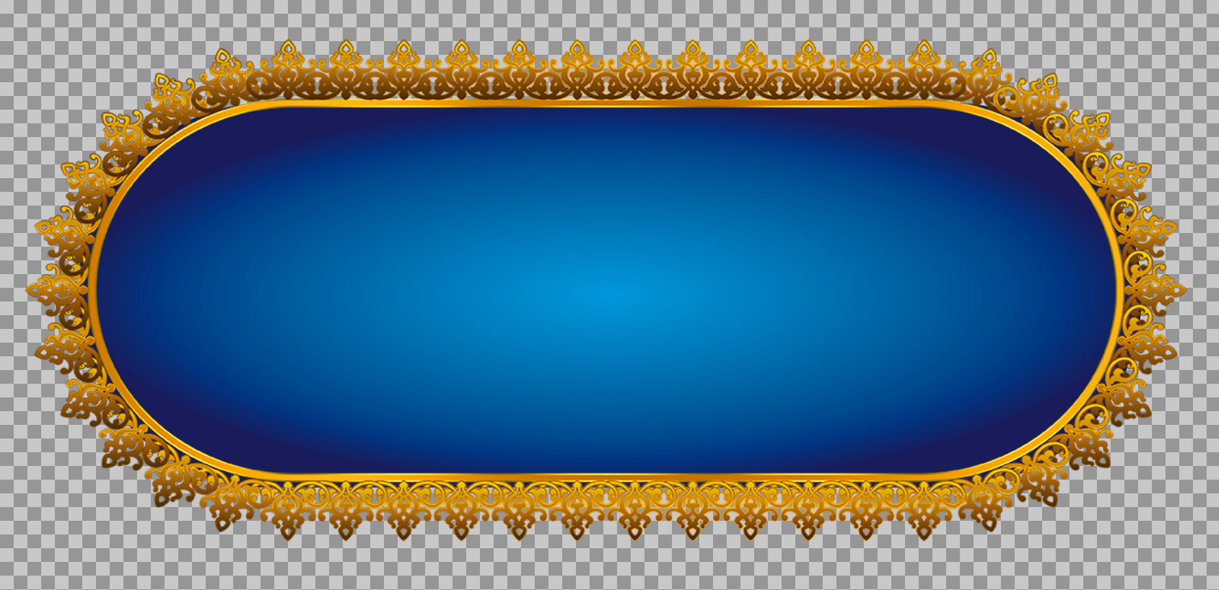 Ornate Gold and Blue Frame PNG | Free Elegant Plaque Clipart