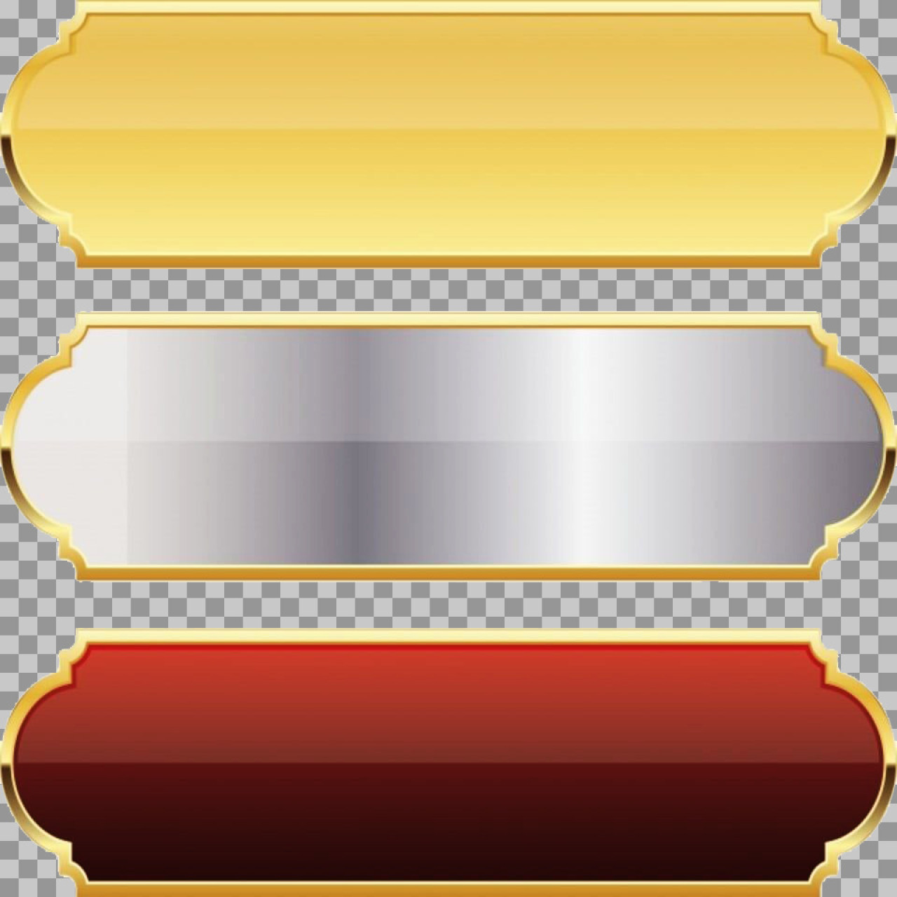 Elegant Metallic Banners Set (Gold, Silver, Red) | Free PNG