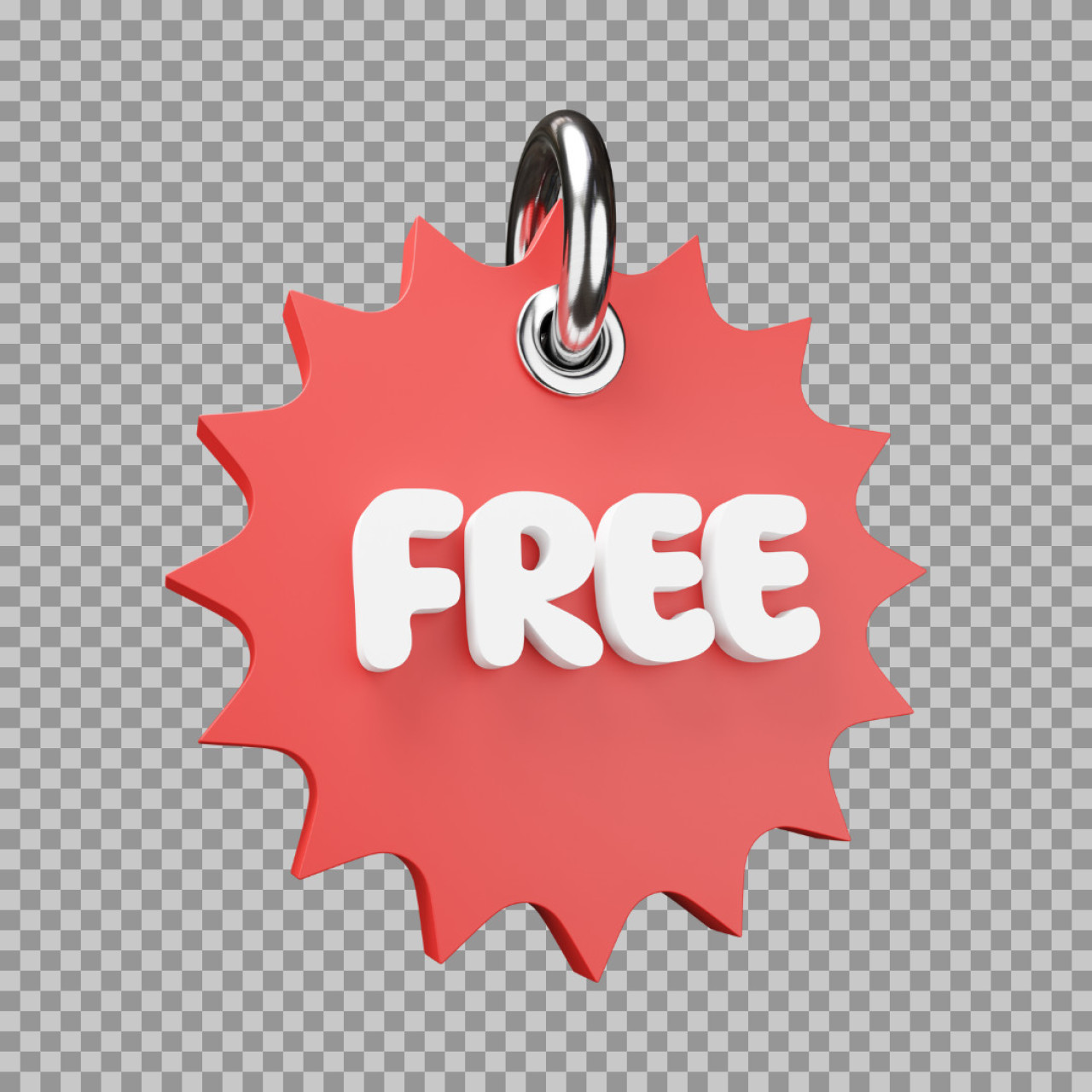 3D "Free" Tag PNG - Red Promotional Icon for Marketing...