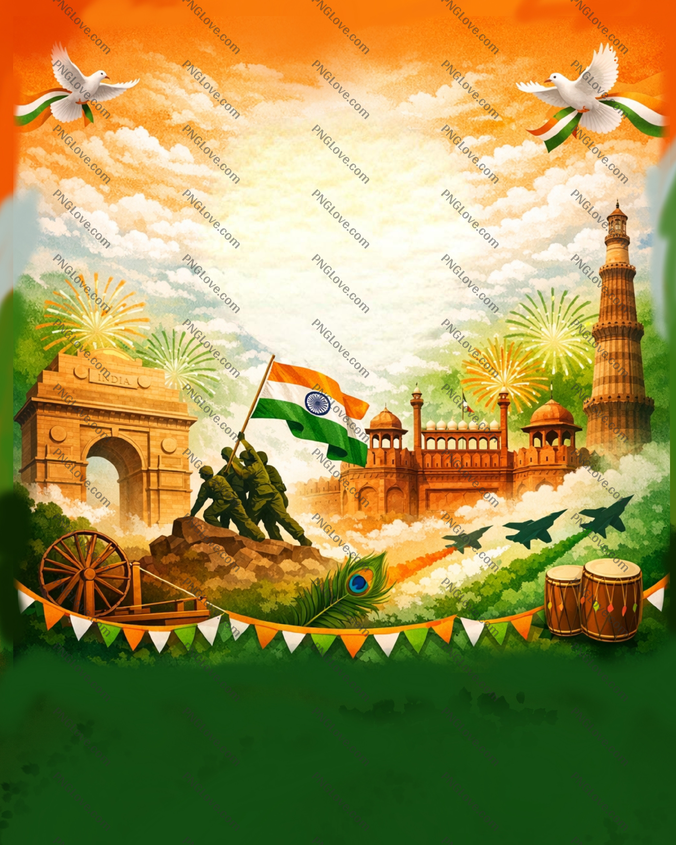 Indian Independence & Republic Day Poster Background | Patriotic Collage