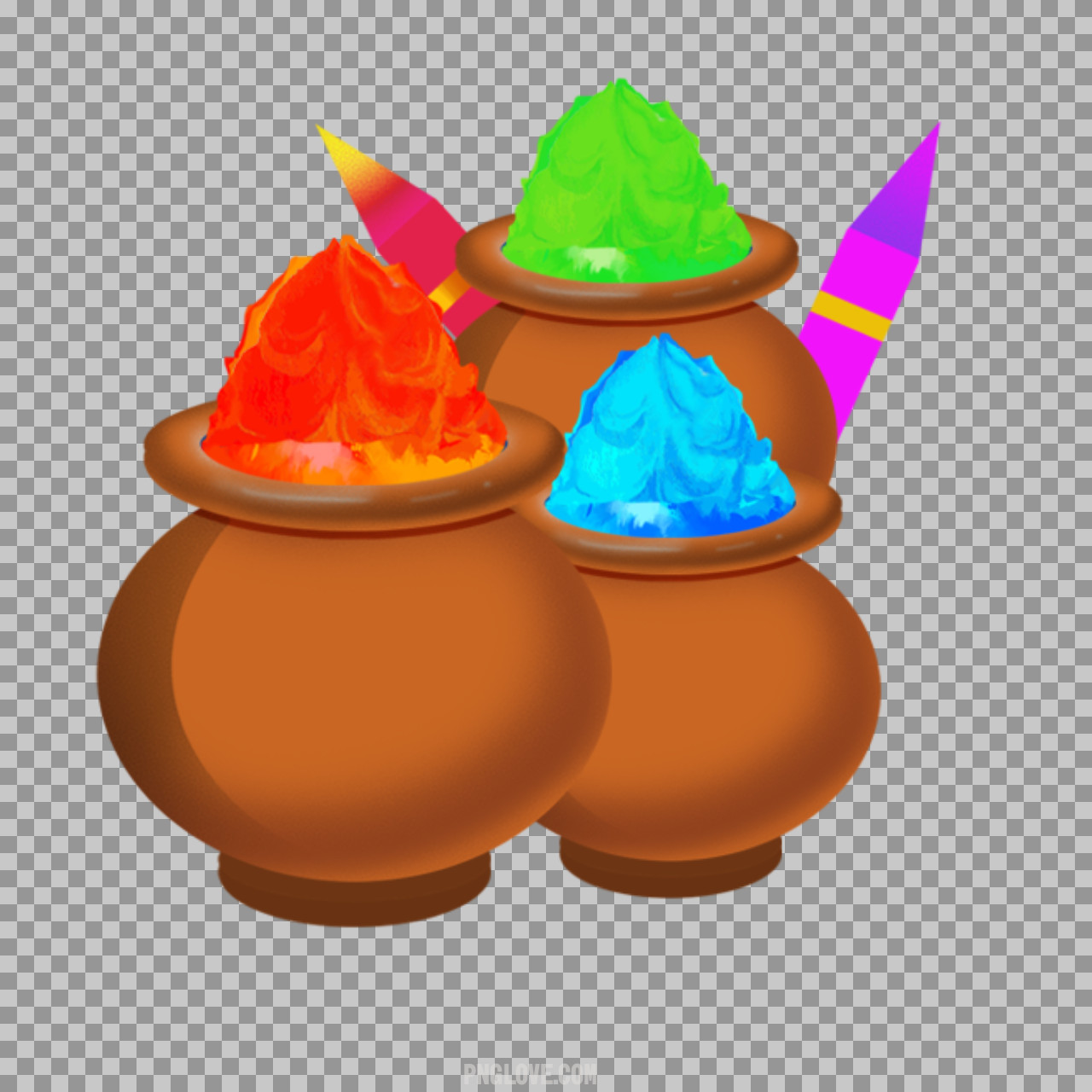 Holi Pots with Gulal and Pichkari PNG | Free Transparent Download...