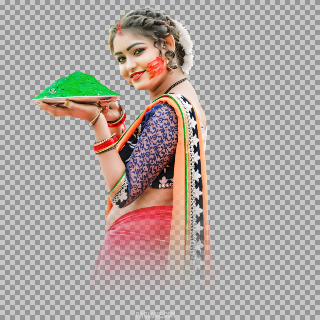 Indian Woman Celebrating Holi PNG | Free Transparent Download