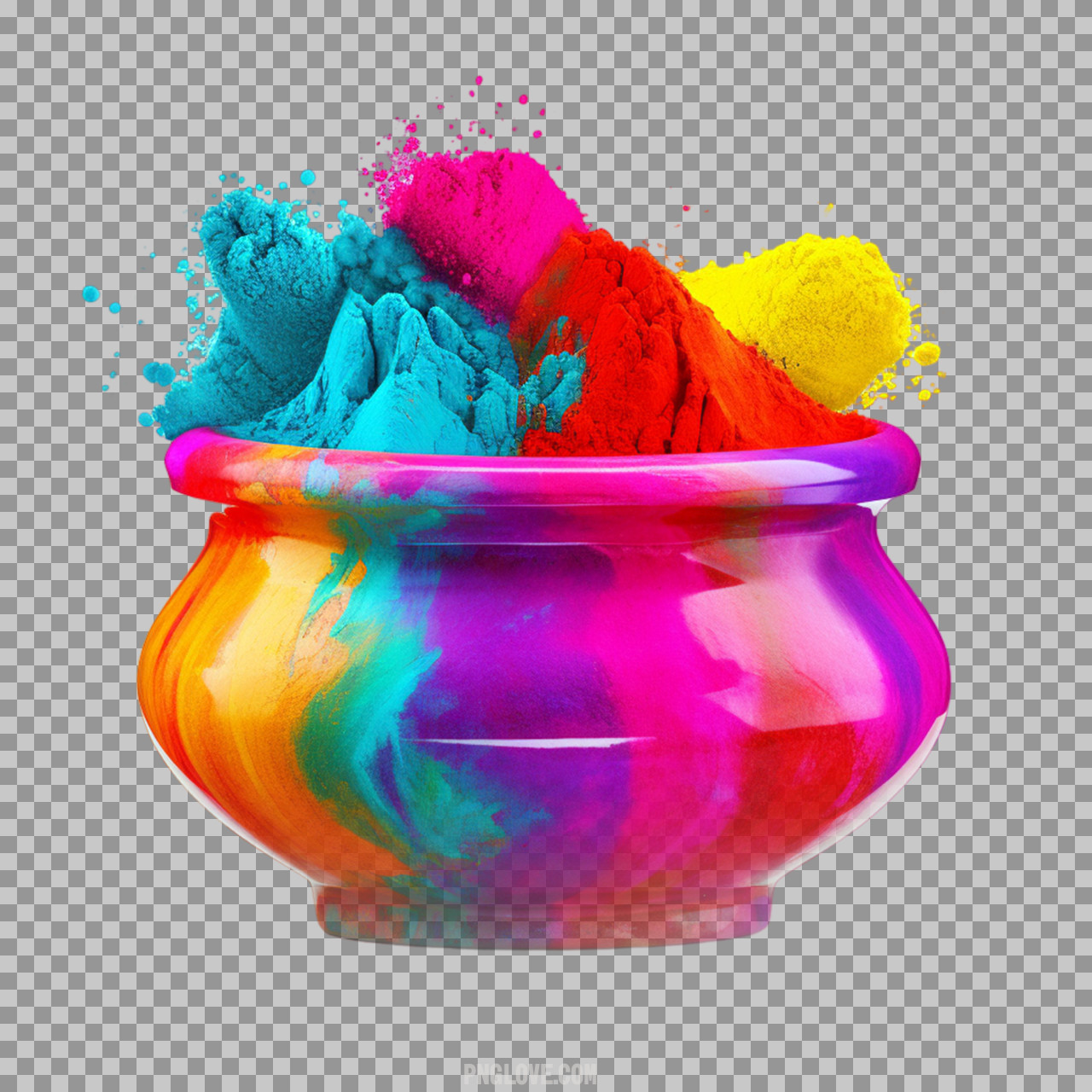 Colorful Holi Pot with Gulal Powder PNG | Festival of Colors...