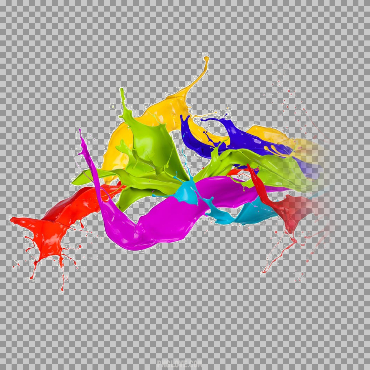 Multicolor Abstract Paint Splash PNG | High-Quality Transparent 3D Liquid