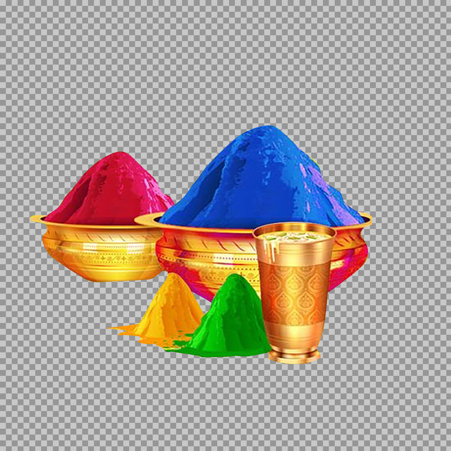 Holi Gulal & Thandai PNG | Traditional Festival Clipart