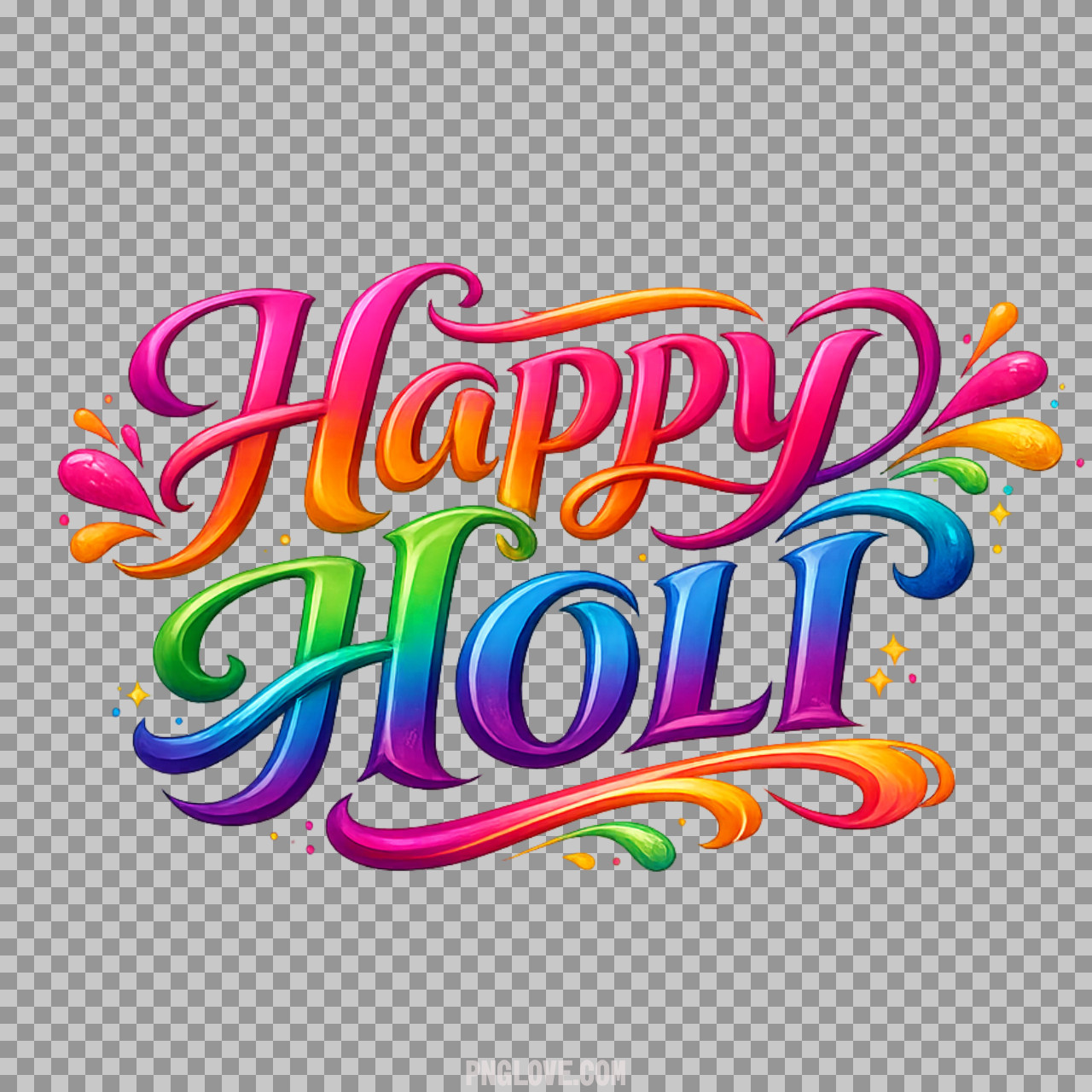 Happy Holi PNG – Colorful Text Greeting with Transparent Background...
