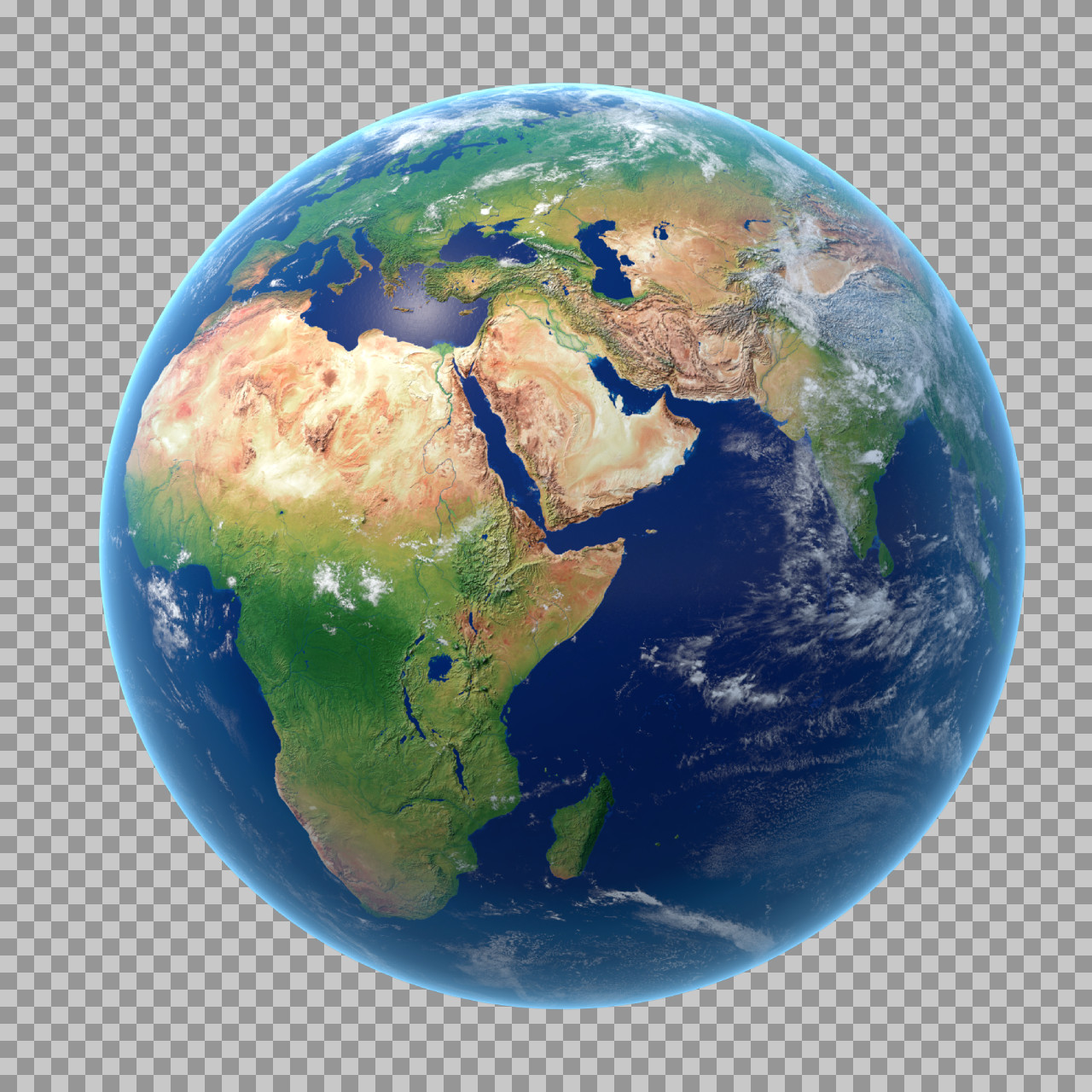 Realistic Earth Globe PNG | Africa, Europe & Asia View