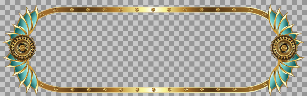 Steampunk Frame Banner PNG | Ornate Gold & Teal Design