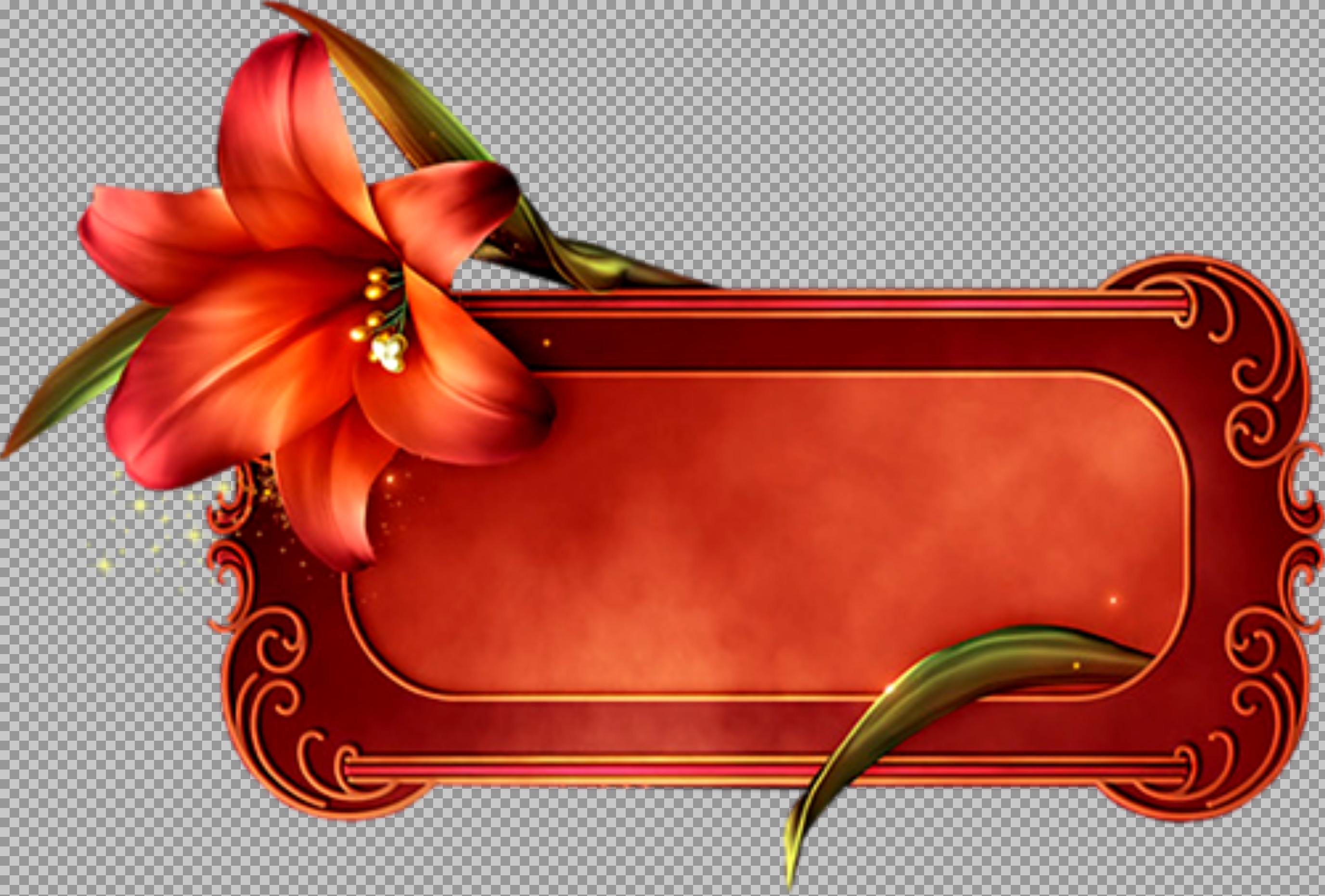 Elegant Floral Frame PNG | Red Lily Banner