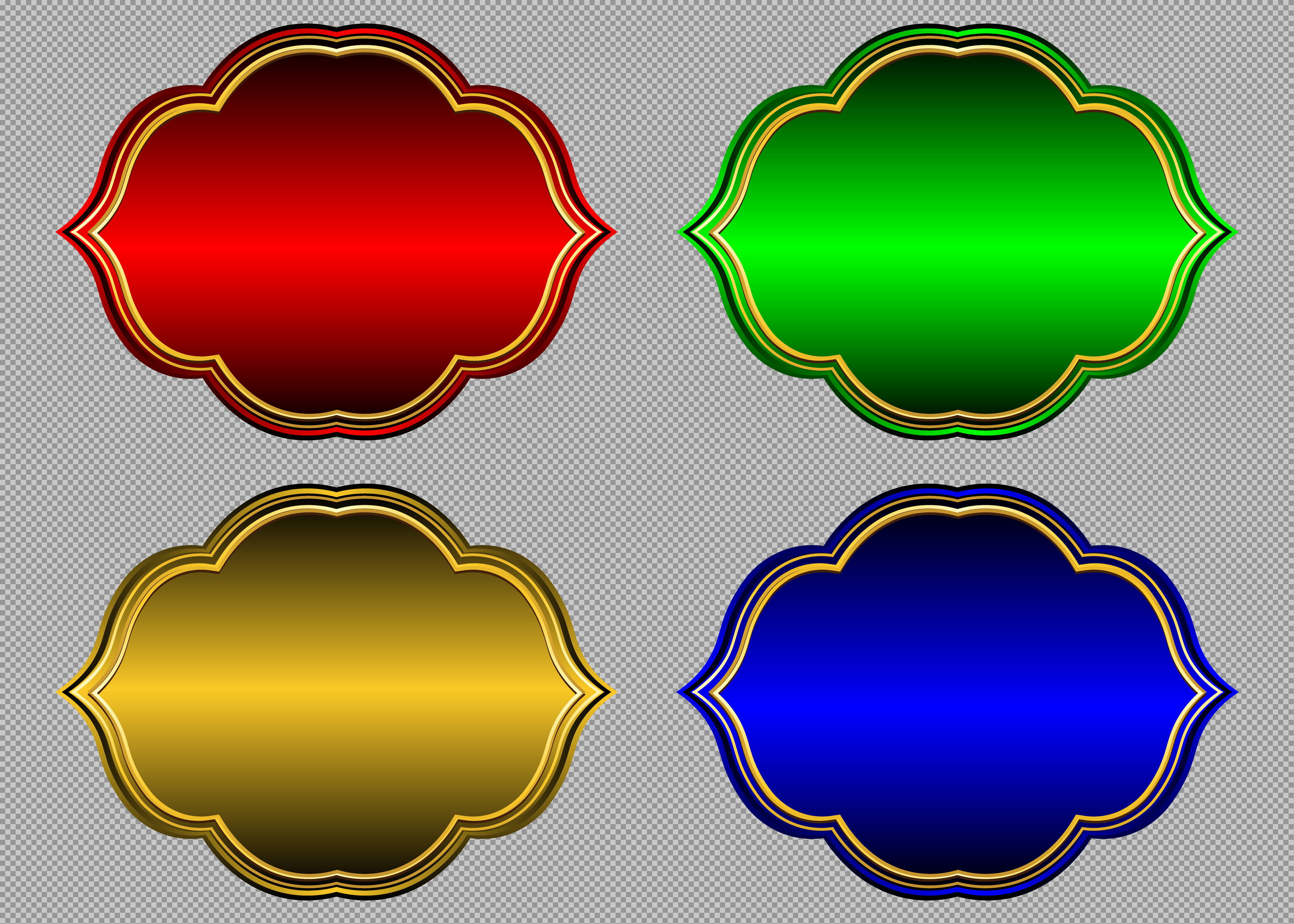 Ornate Gold Border Frame Set PNG | Red, Green, Blue & Gold