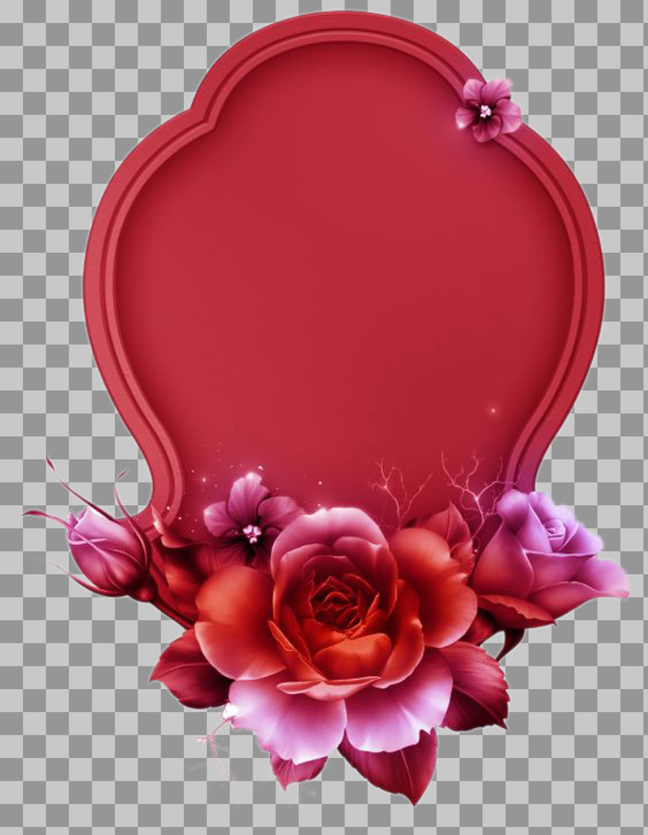 Red Rose Floral Frame PNG | Romantic Valentine